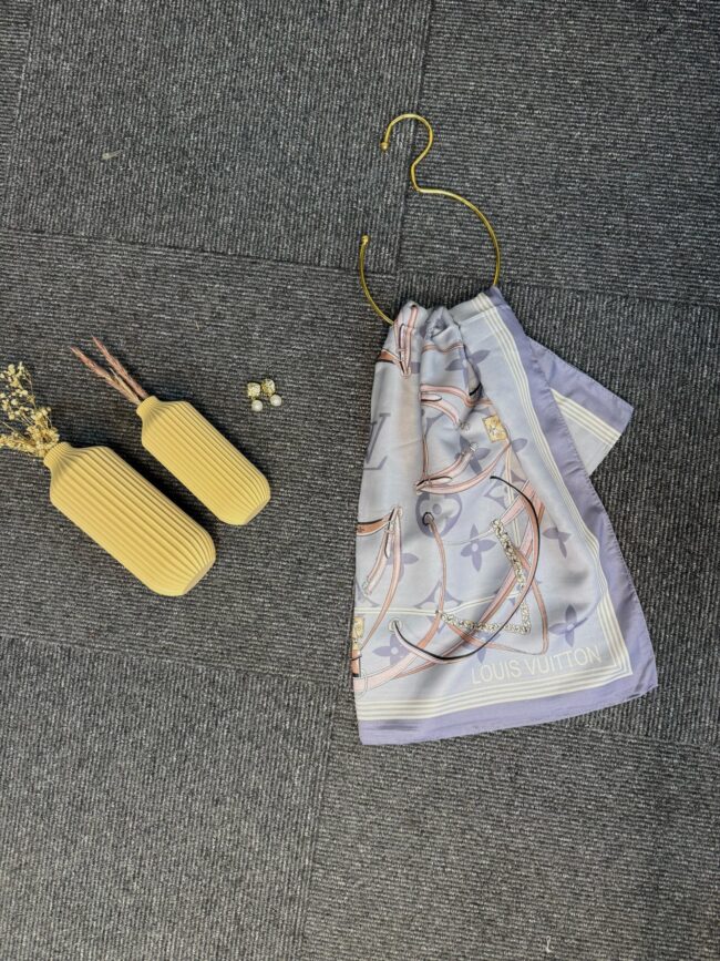 Lv Kemer Desen Pamuk Soft Şal 31230 - Açık Gri