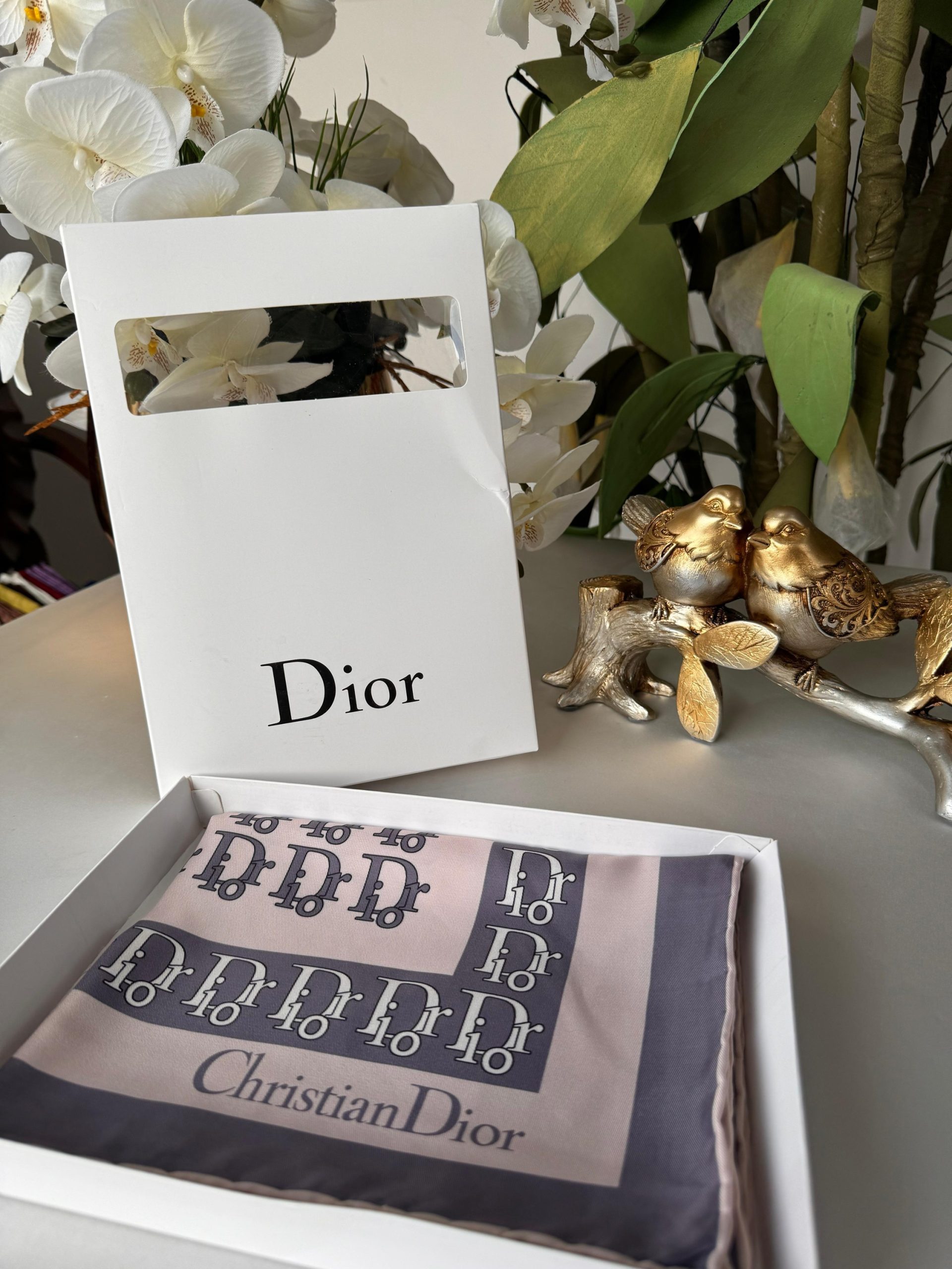 Dior Desen Twiil Eşarp - Füme