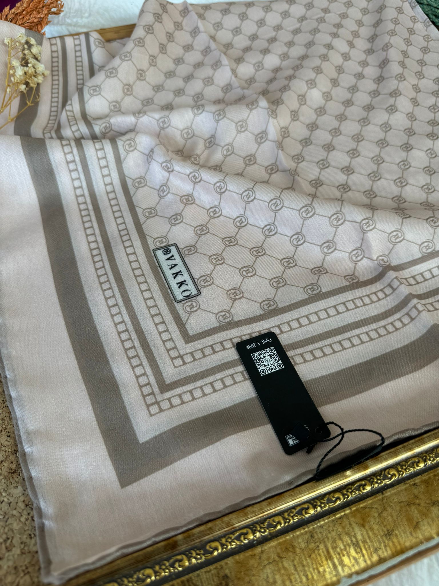 Vakko Desen Pamuk Soft Eşarp - Pudra Yeşili