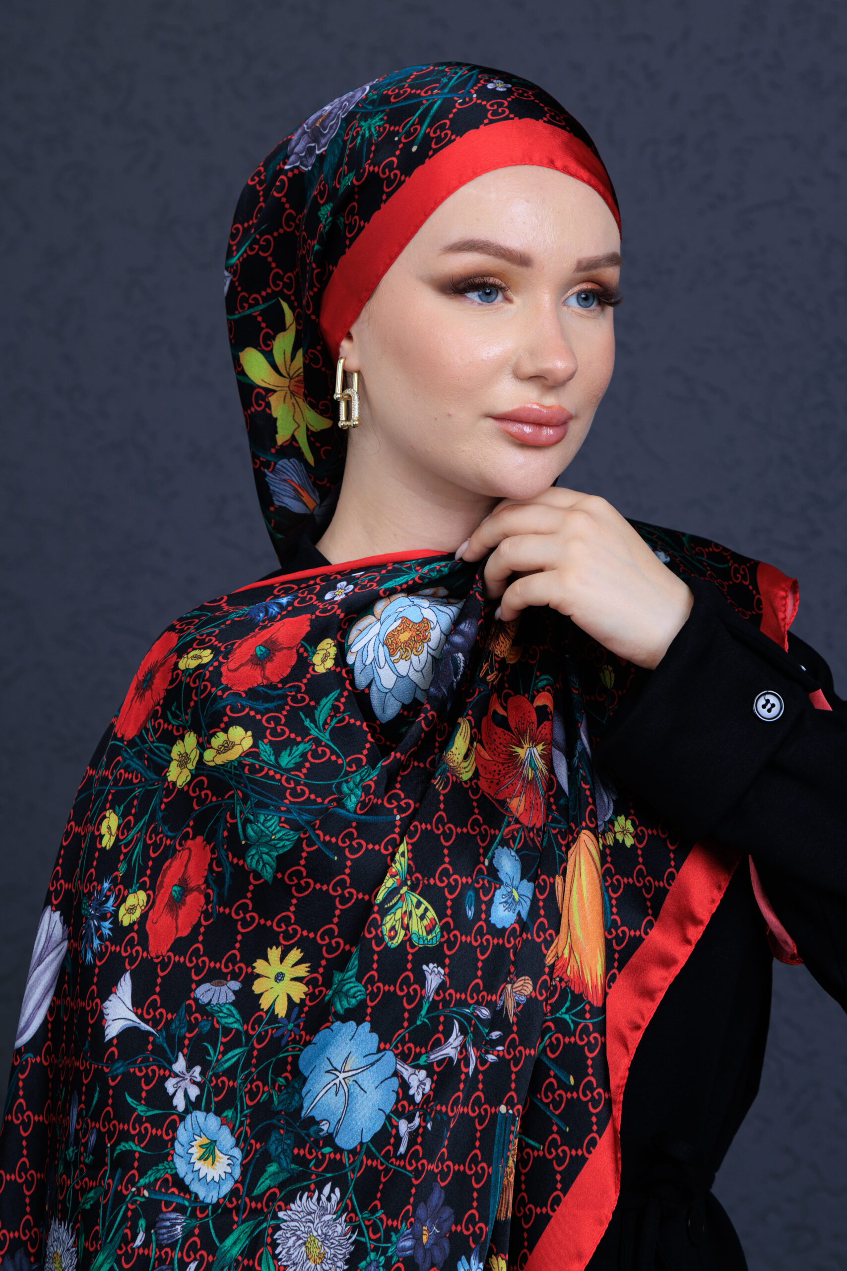 İtal Çiftaraflı vual ipek 23561 - kırmızı/siyah - Görsel 3