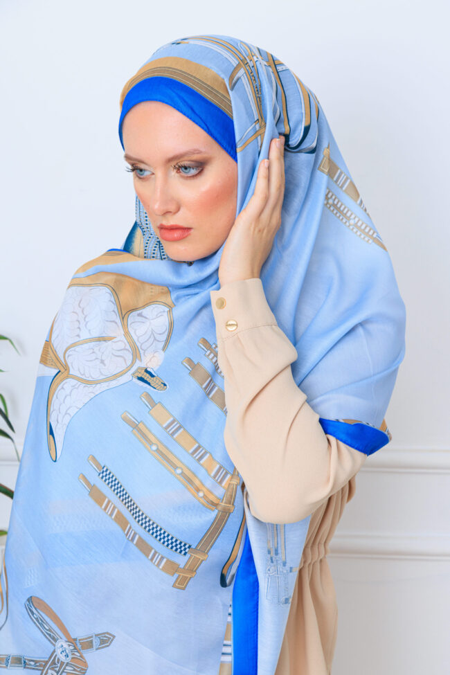 hermes pamuk soft şal - 32014 Bebe Mavi