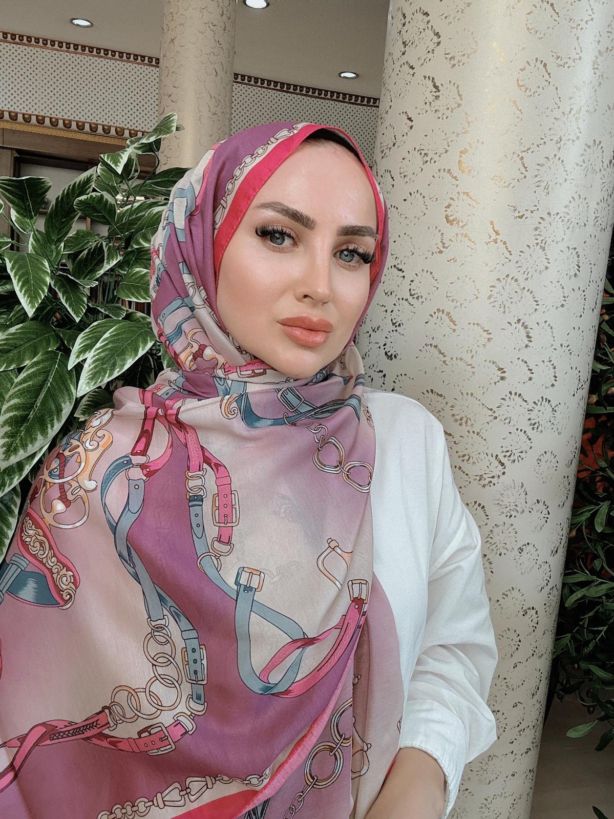 Hermes Zincir Desen Pamuk Soft Şal 61532 - Fuşya
