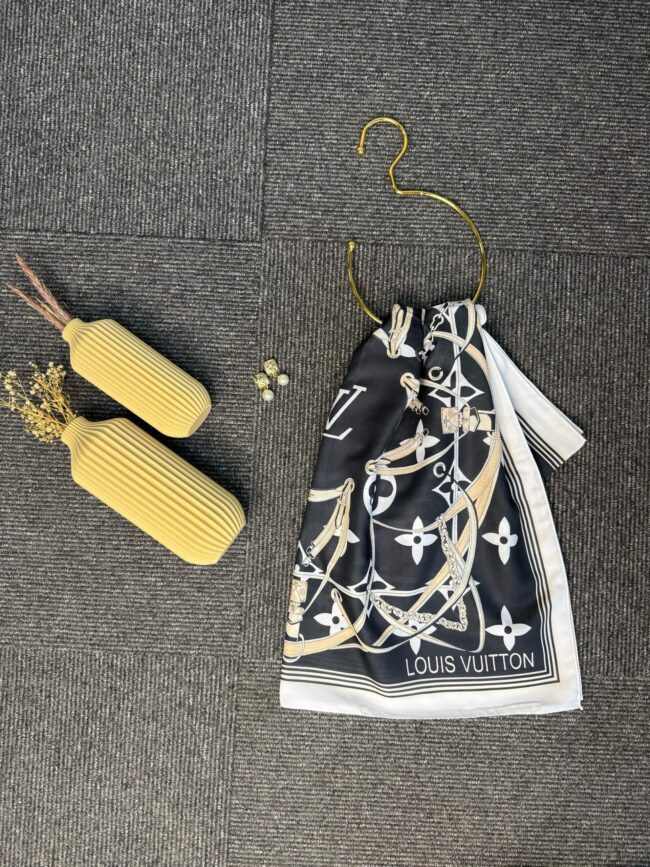 Lv Kemer Desen Pamuk Soft Şal 31230 - Siyah-Beyaz