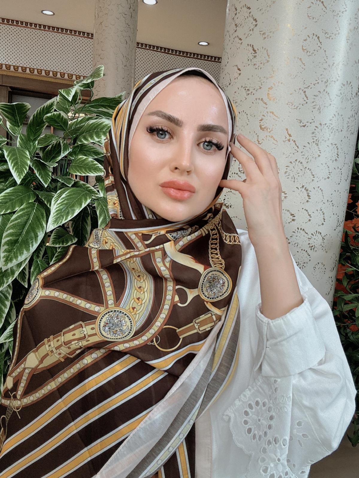 Hermes Kemer Desen Pamuk Soft Şal 61533 - Acı Kahve