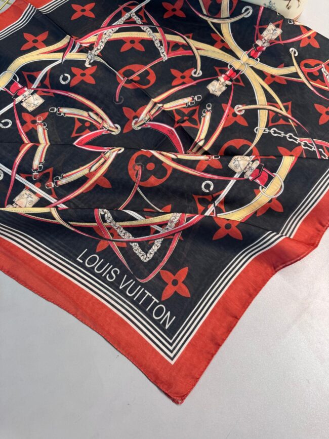 Lv Kemer Desen Pamuk Soft Şal 31230 - Siyah-Bordo