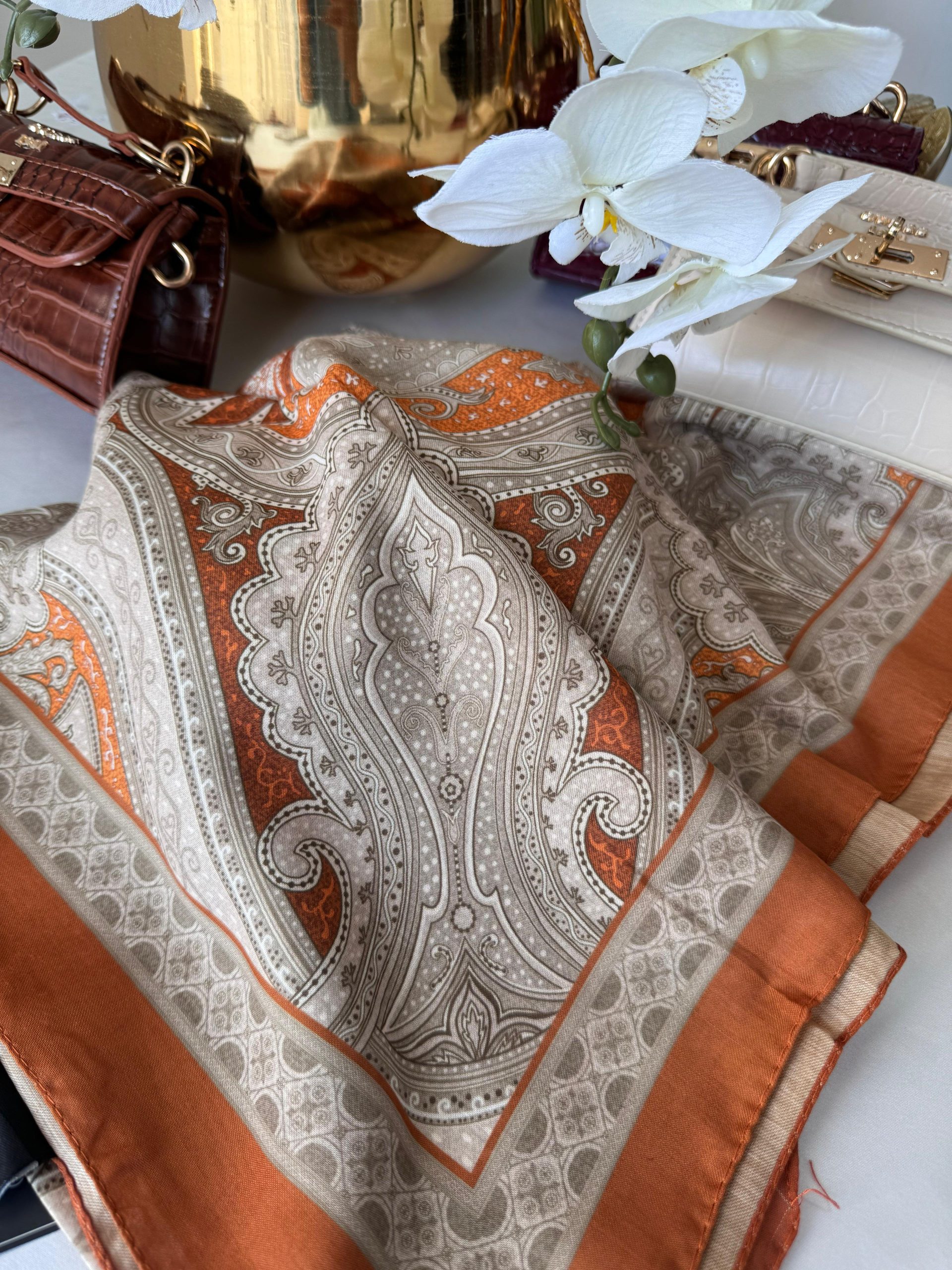 Etro Pamuk Soft İpek Şal 44118 Kiremit