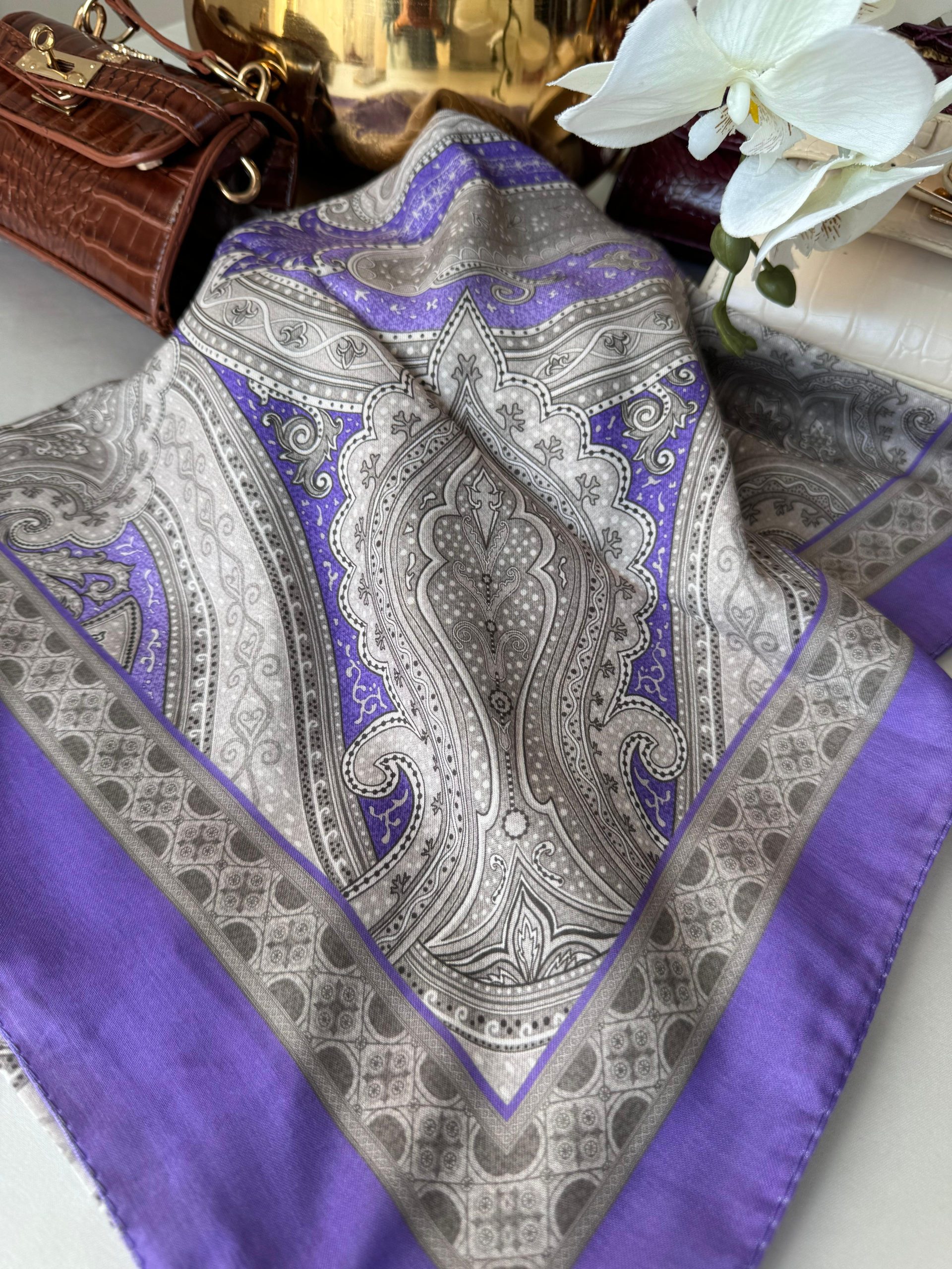Etro Pamuk Soft İpek Şal 44118 Mürdüm