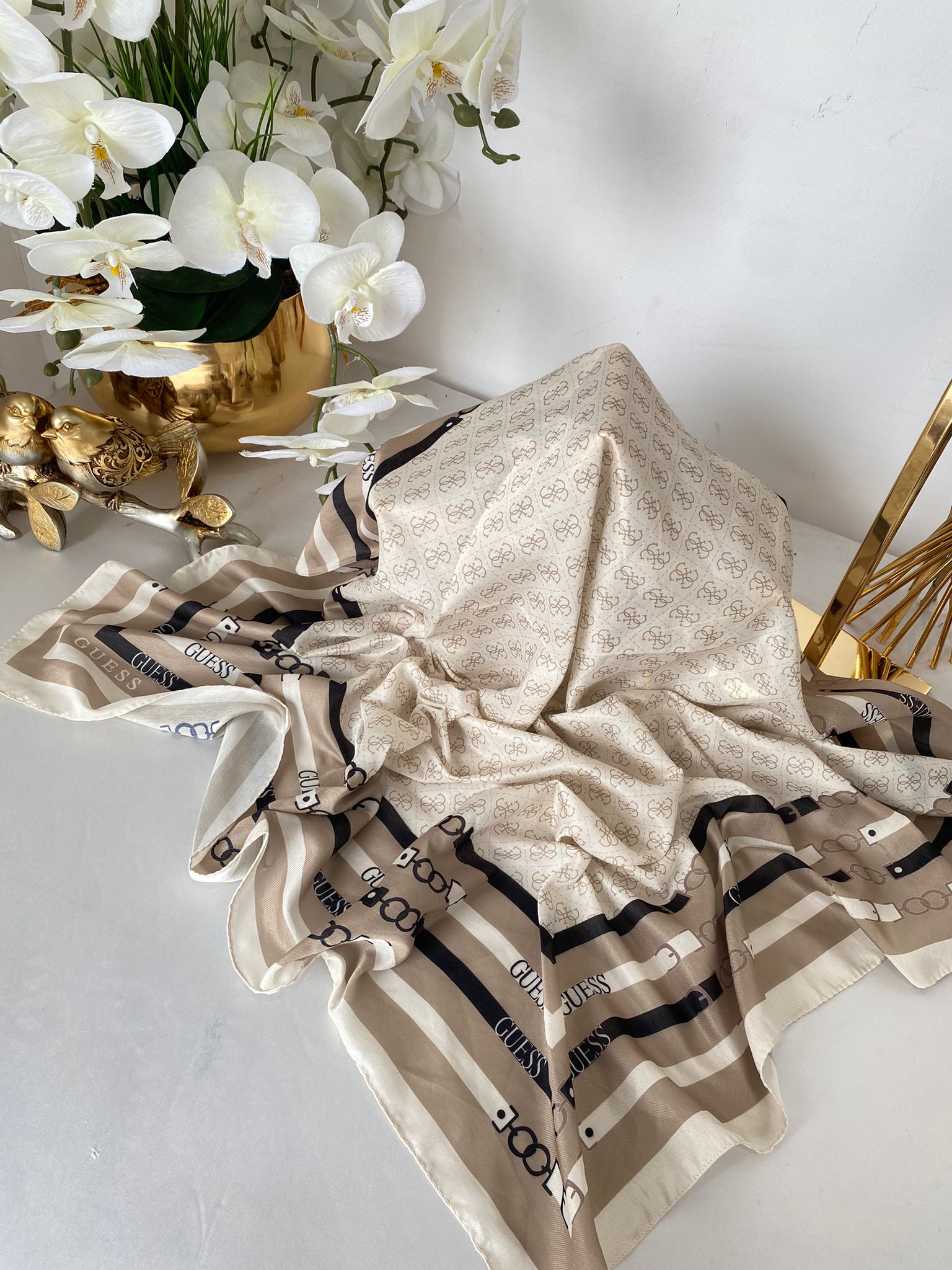 Guess Pamuk Soft Eşarp - 28856 Çikolata
