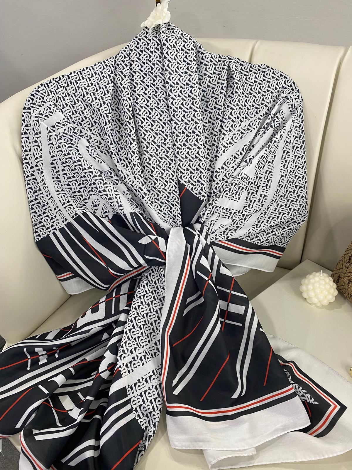 Monogram Pamuk Soft Şal 64303 - Beyaz