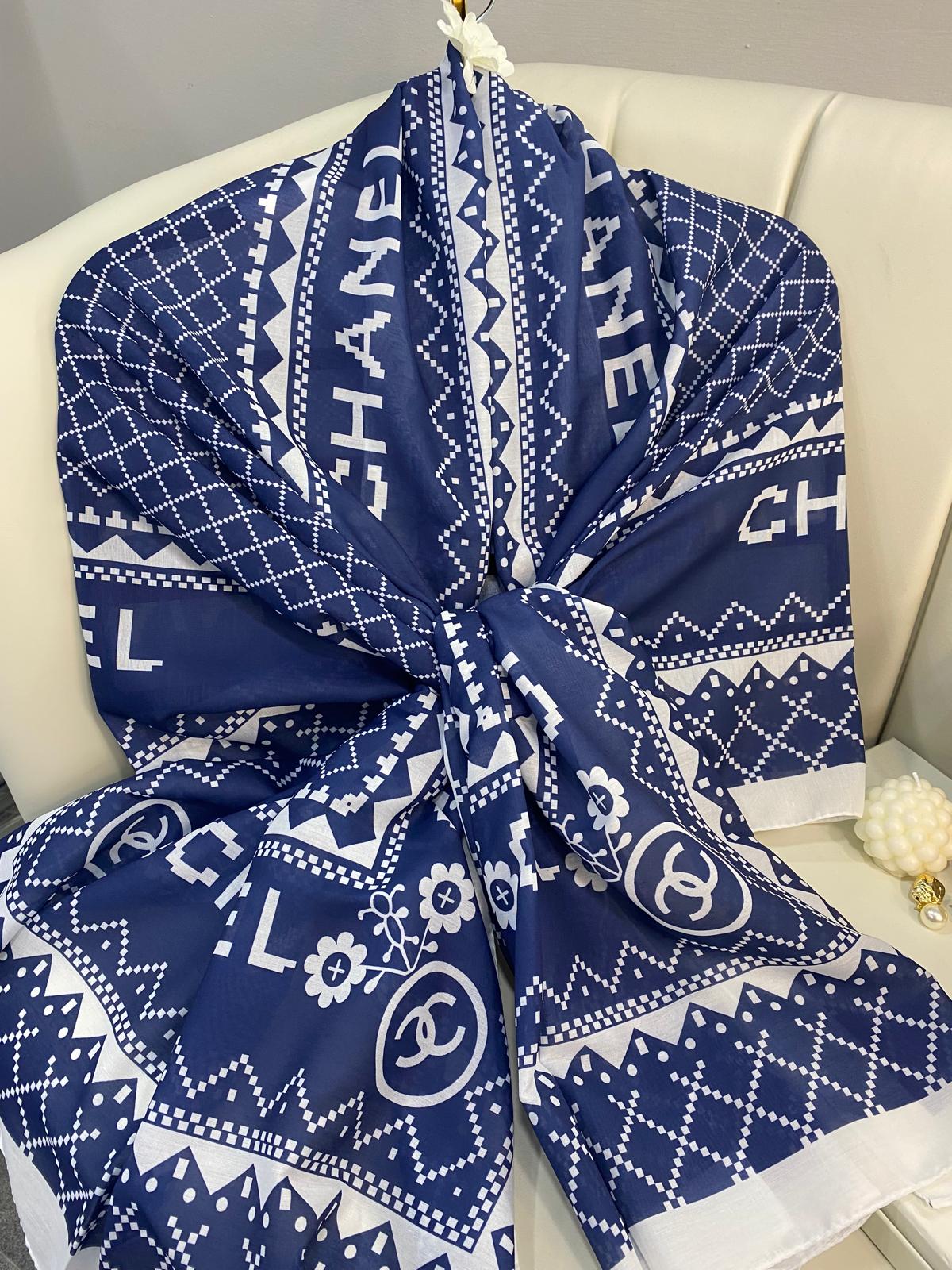 Çizgili Pamuk Soft Şal 51201 - Lacivert