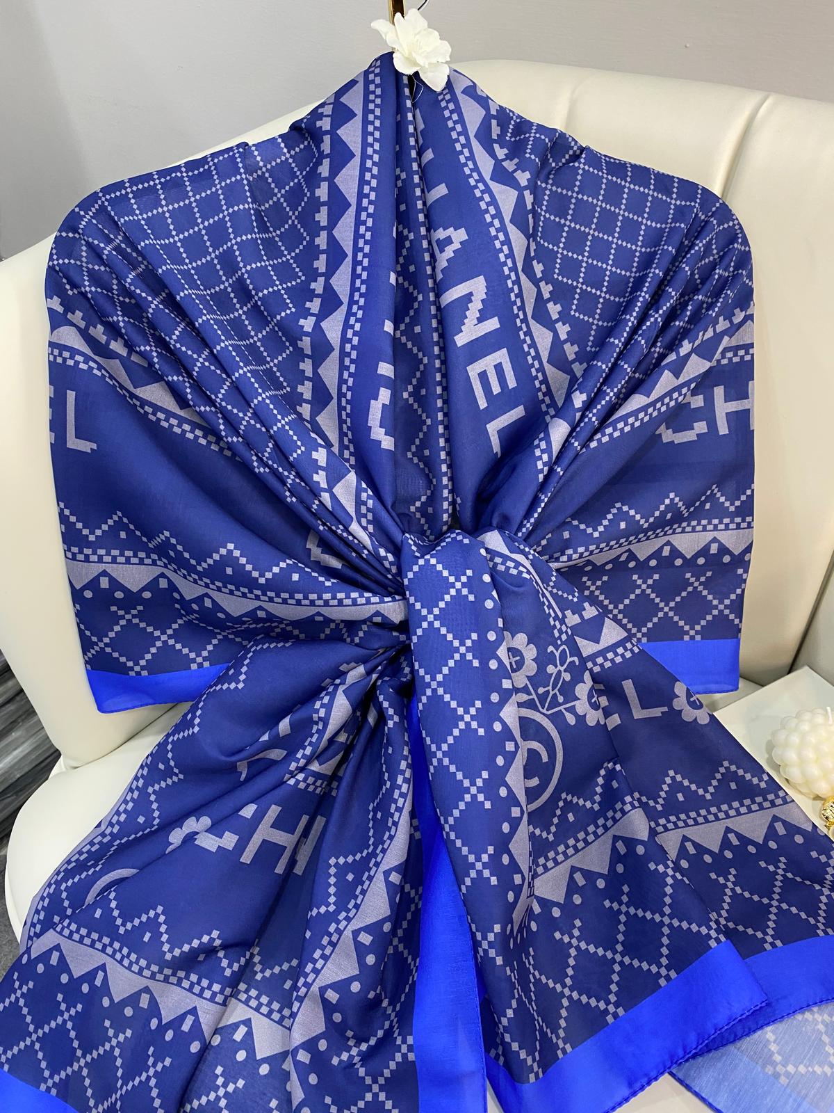 Çizgili Pamuk Soft Şal 51201 - Saks