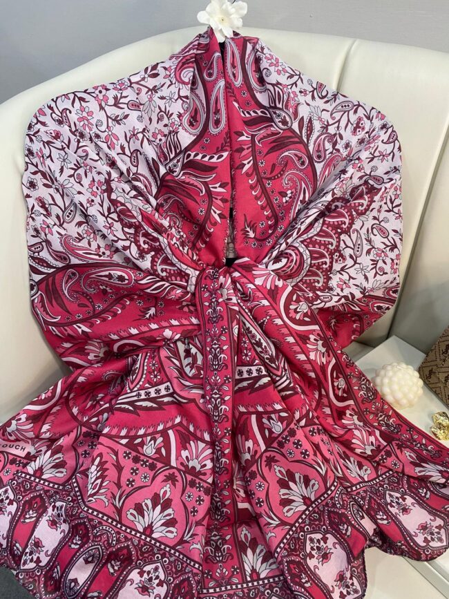 etnik hint deseni pamuk ipek şal -313131 fuşya pembe