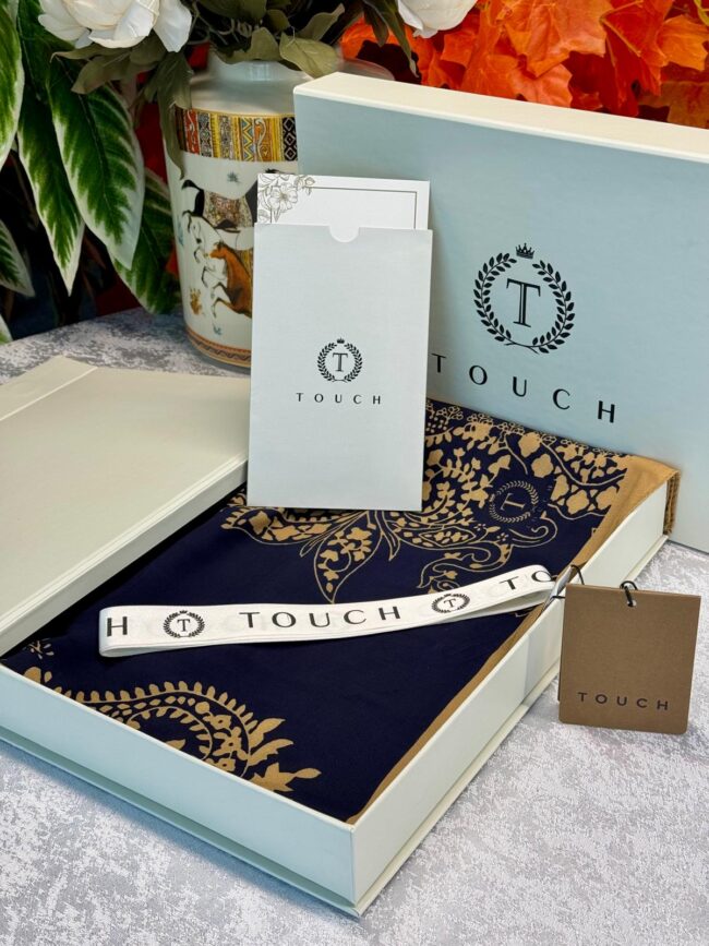 Touch İthal Pamuk İpek Şal - 415420 Lacivert Vizon