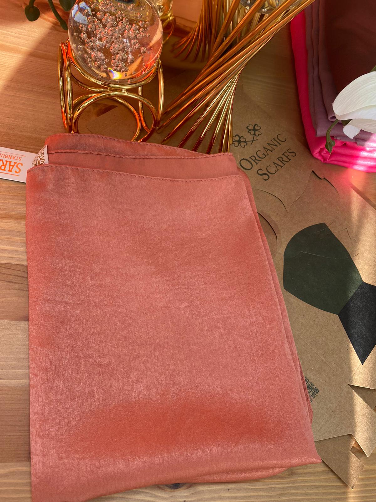 Bambu Kraş Premium İpek Şal - Şeftali - Organic ScarfsOrganic Scarfs