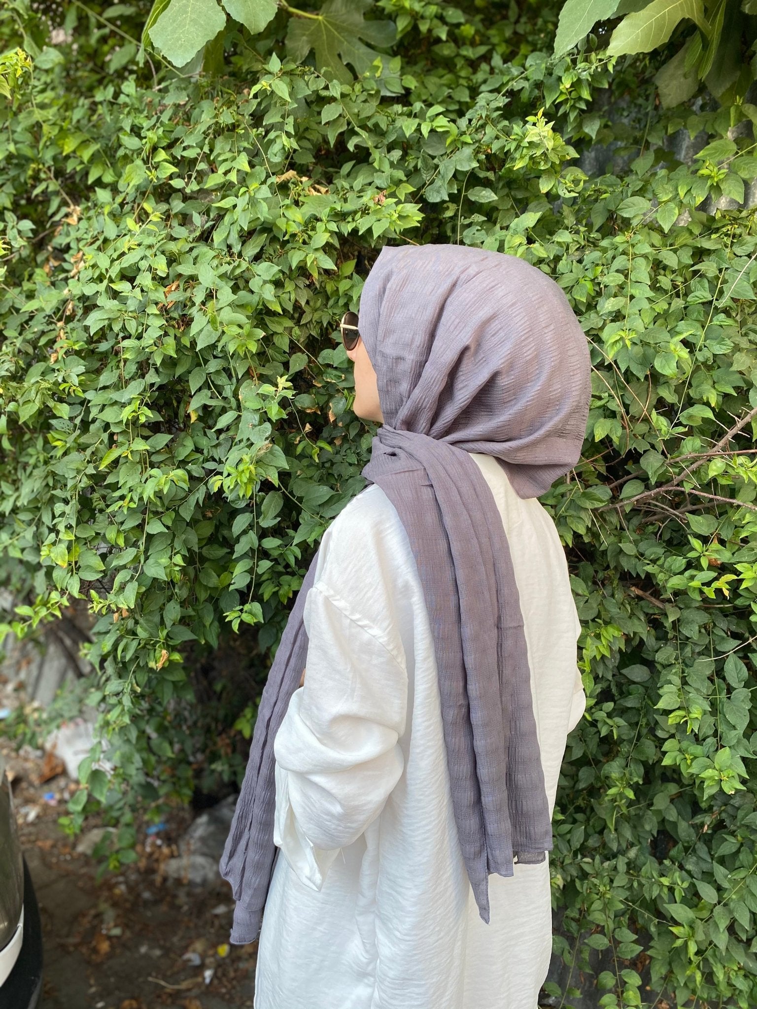 Büzgülü Tril Şal - Antrasit - Organic ScarfsOrganic Scarfs