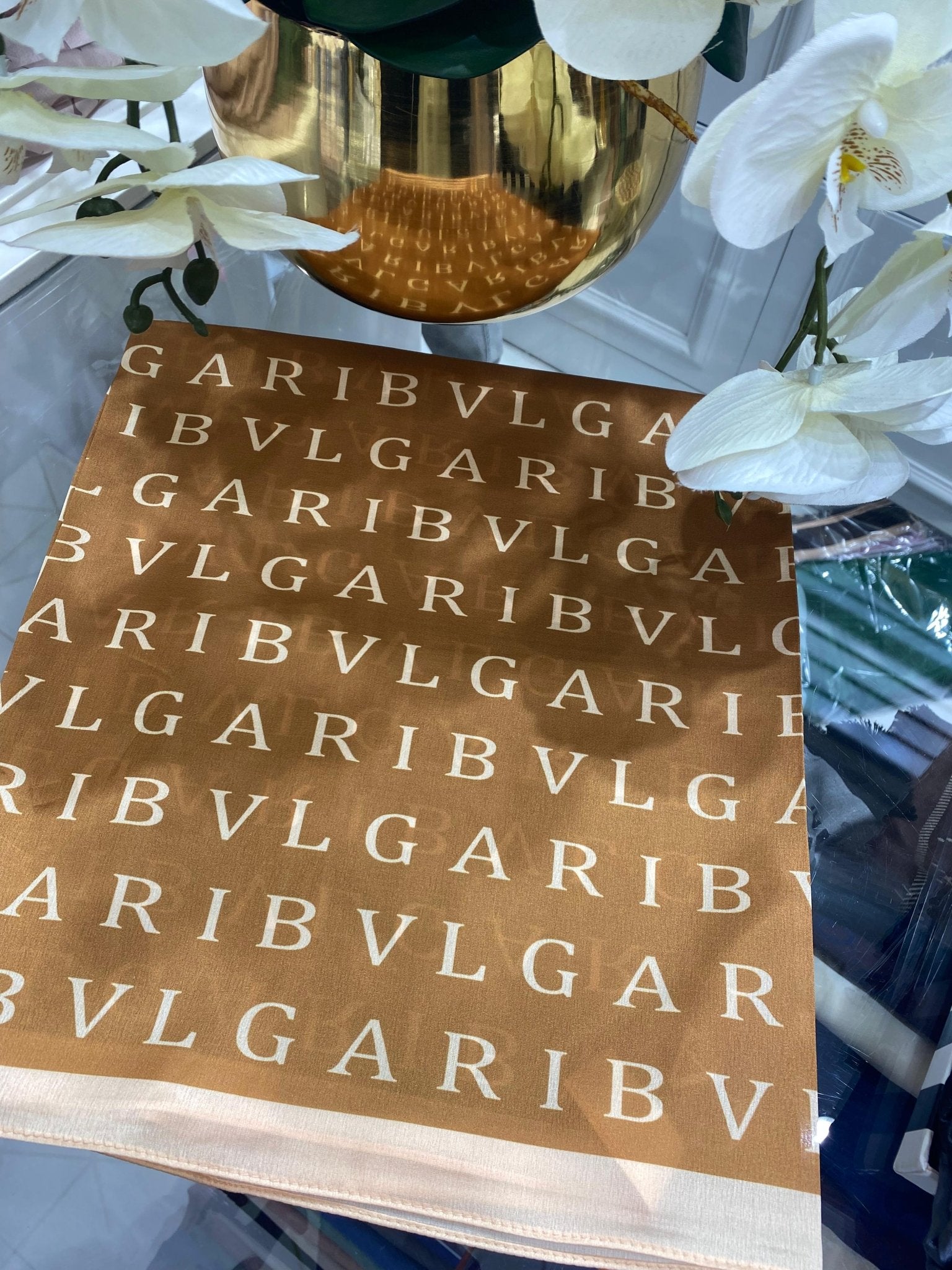 BVLGARİ İthal Vual İpek Şal - Caramel - Organic ScarfsOrganic Scarfs