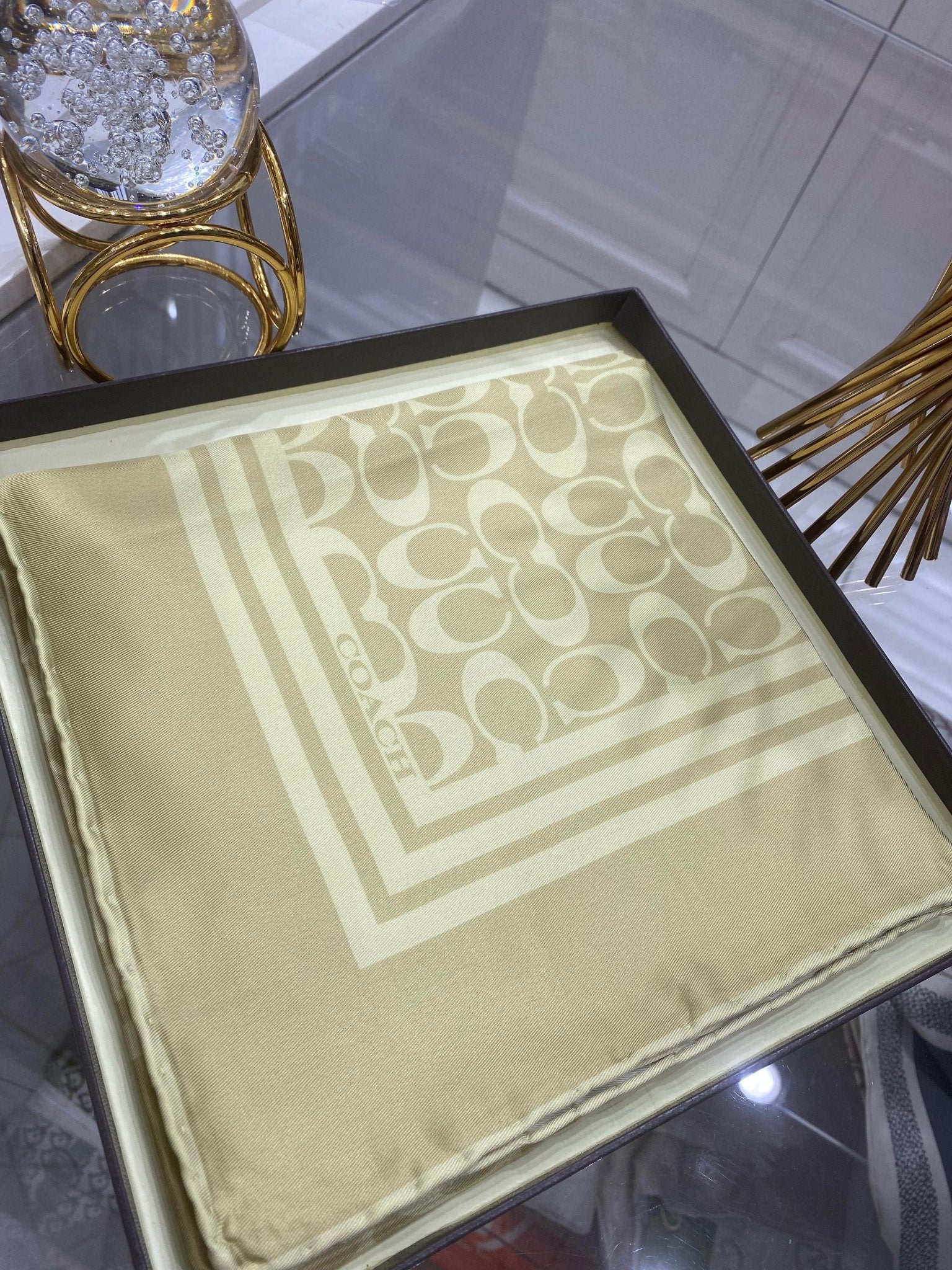 Coach Desen Twill İpek Eşarp - Bej - Organic ScarfsOrganic Scarfs