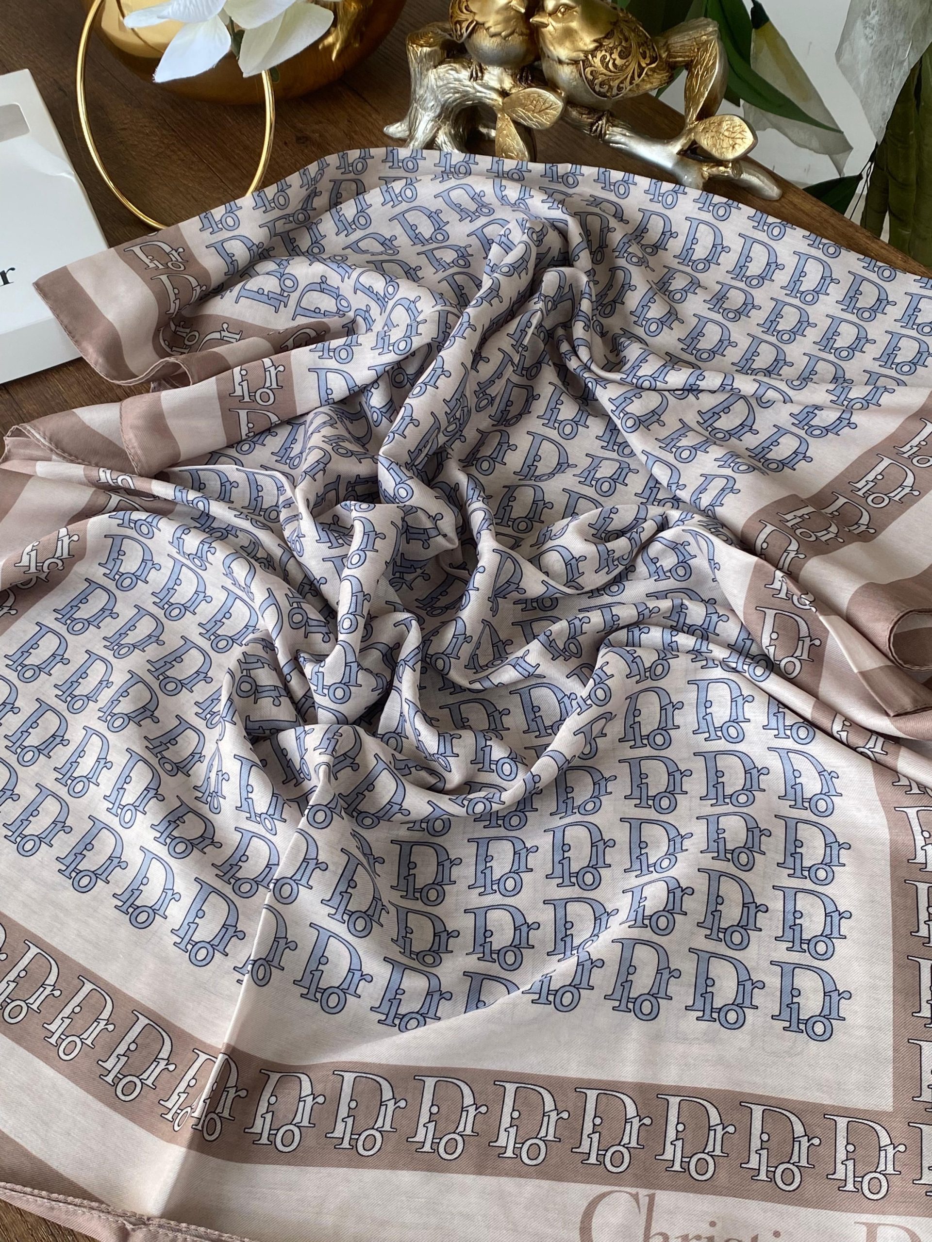 Dior Desen Pamuk Soft Şal - Camel - Görsel 2