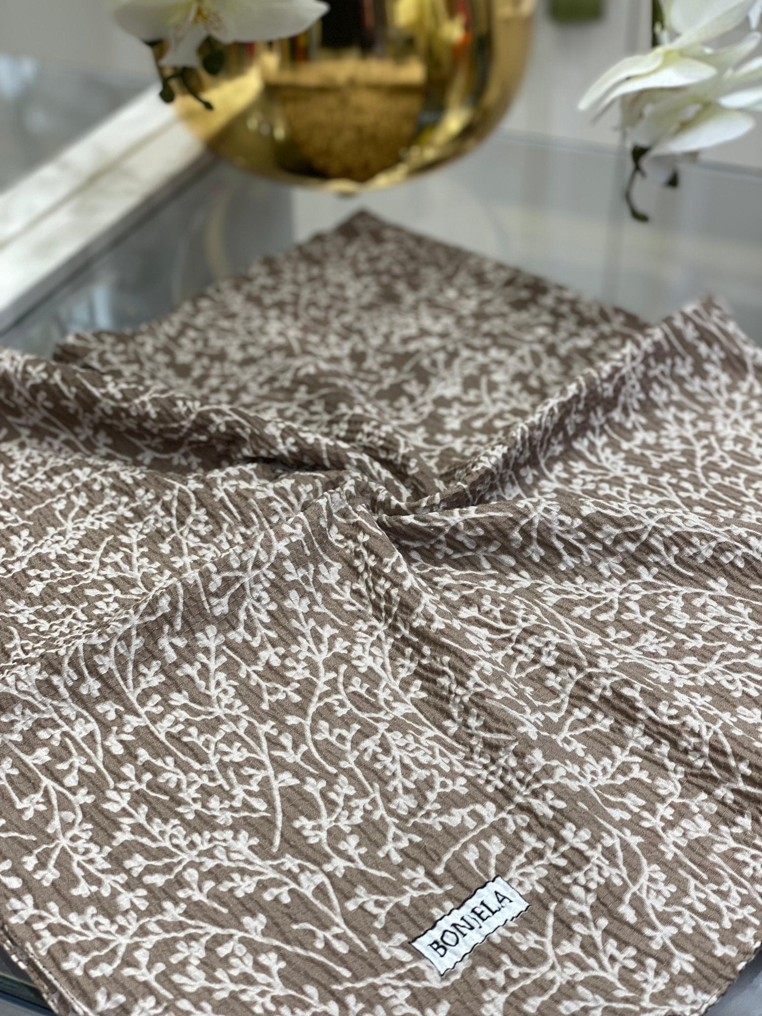 Dal Desen Mio Caz Eşarp - Bej - Organic ScarfsOrganic Scarfs