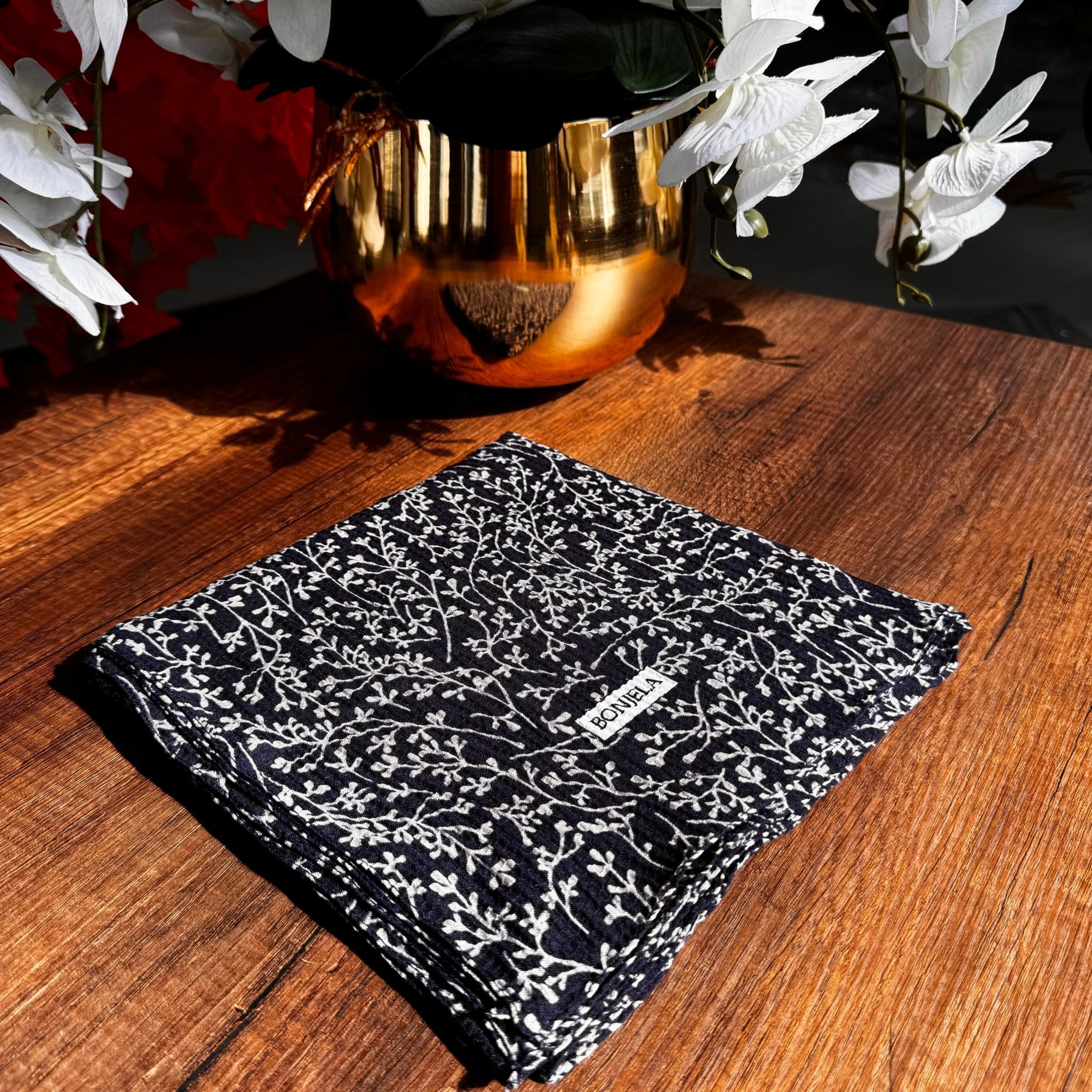 Dal Desen Mio Caz Eşarp - Lacivert/Bej - Organic ScarfsOrganic Scarfs