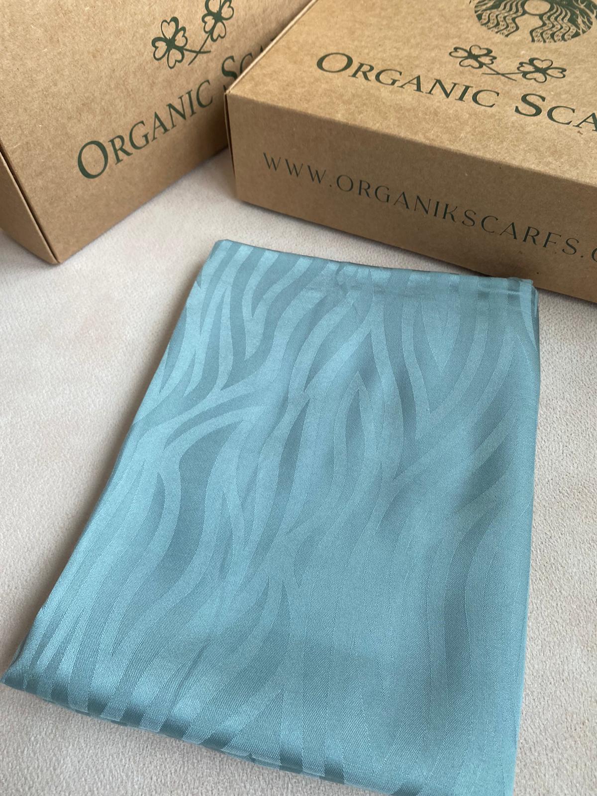 Dalga Desen İpeksi Jakar Şal - Küf Yeşili - Organic ScarfsOrganic Scarfs