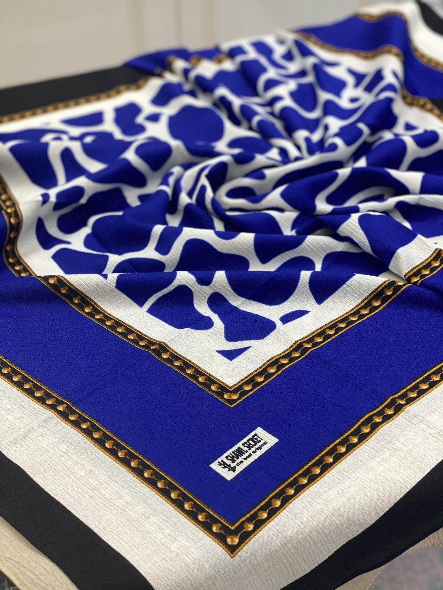 Dalmaçya Desenli Mio Cazz Eşarp - Saks - Organic ScarfsOrganic Scarfs