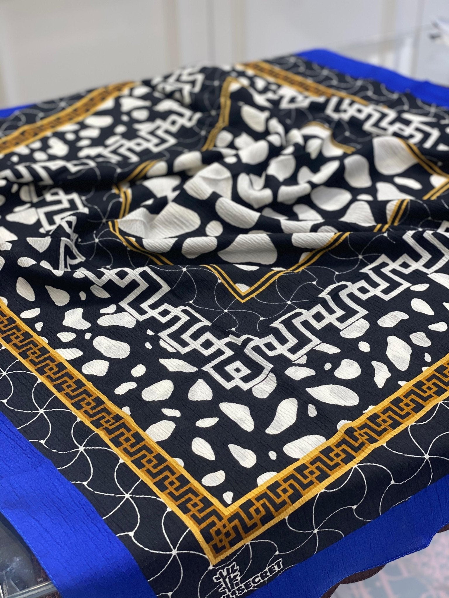 Dalmaçya Etnik Desenli Mio Cazz Eşarp - Saks - Organic ScarfsOrganic Scarfs