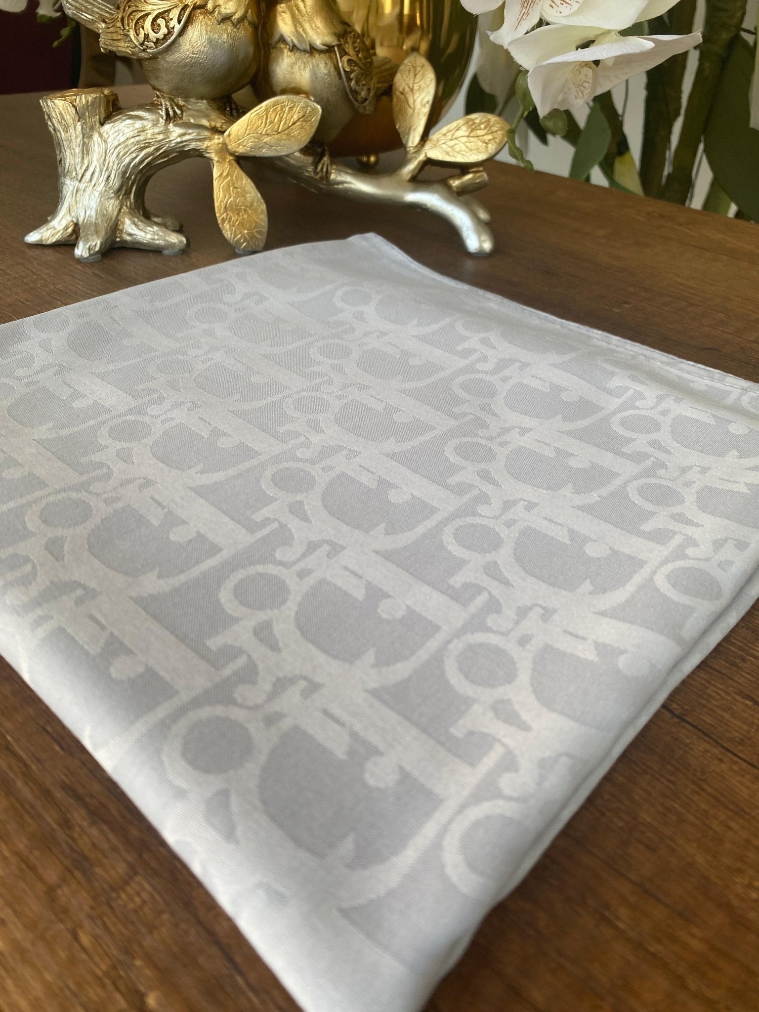 Dior Desen Pamuk Jakar Eşarp - Gri - Organic ScarfsOrganic Scarfs