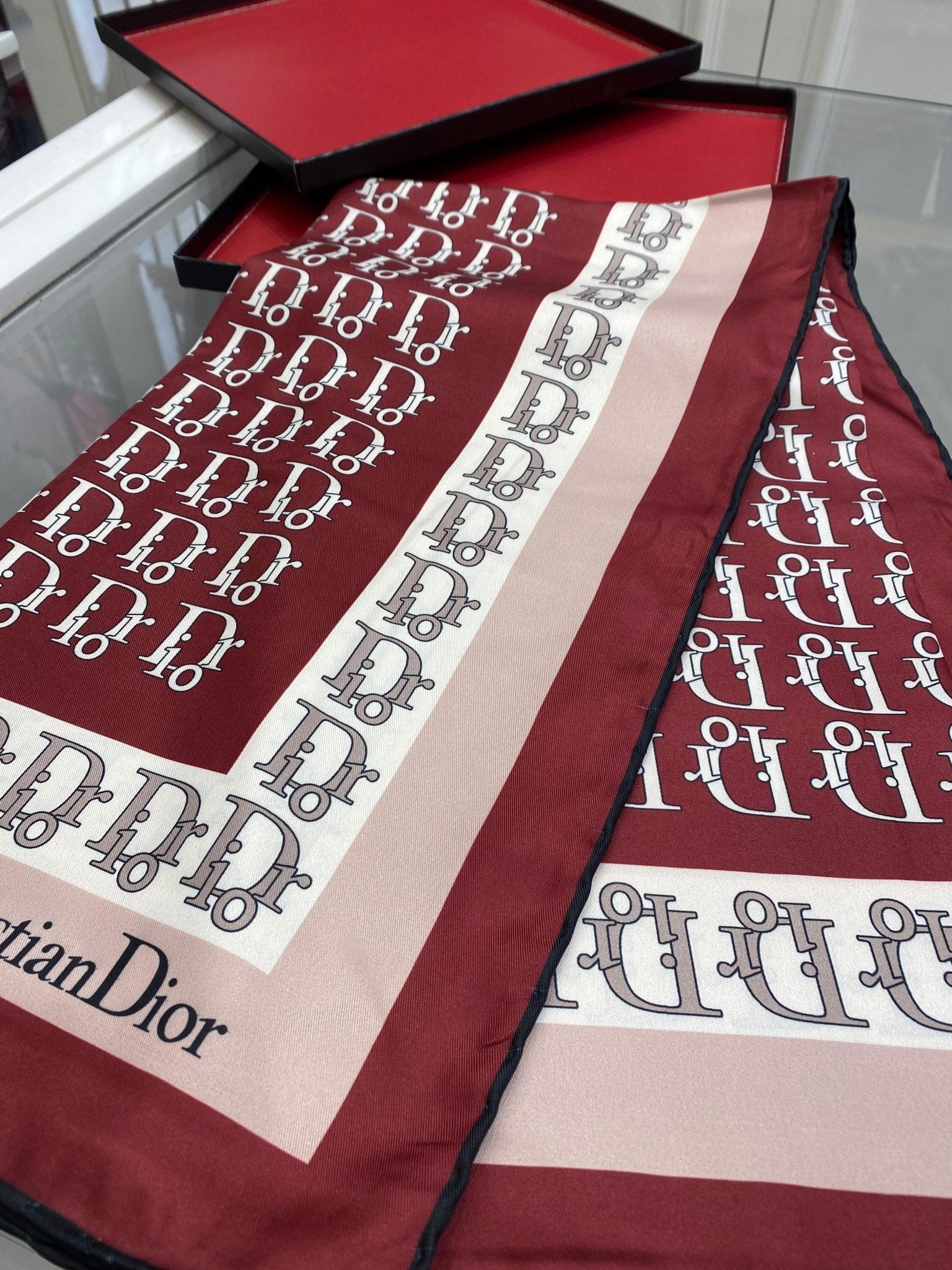 Dior Desen Twiil Eşarp - Bordo - Organic ScarfsOrganic Scarfs
