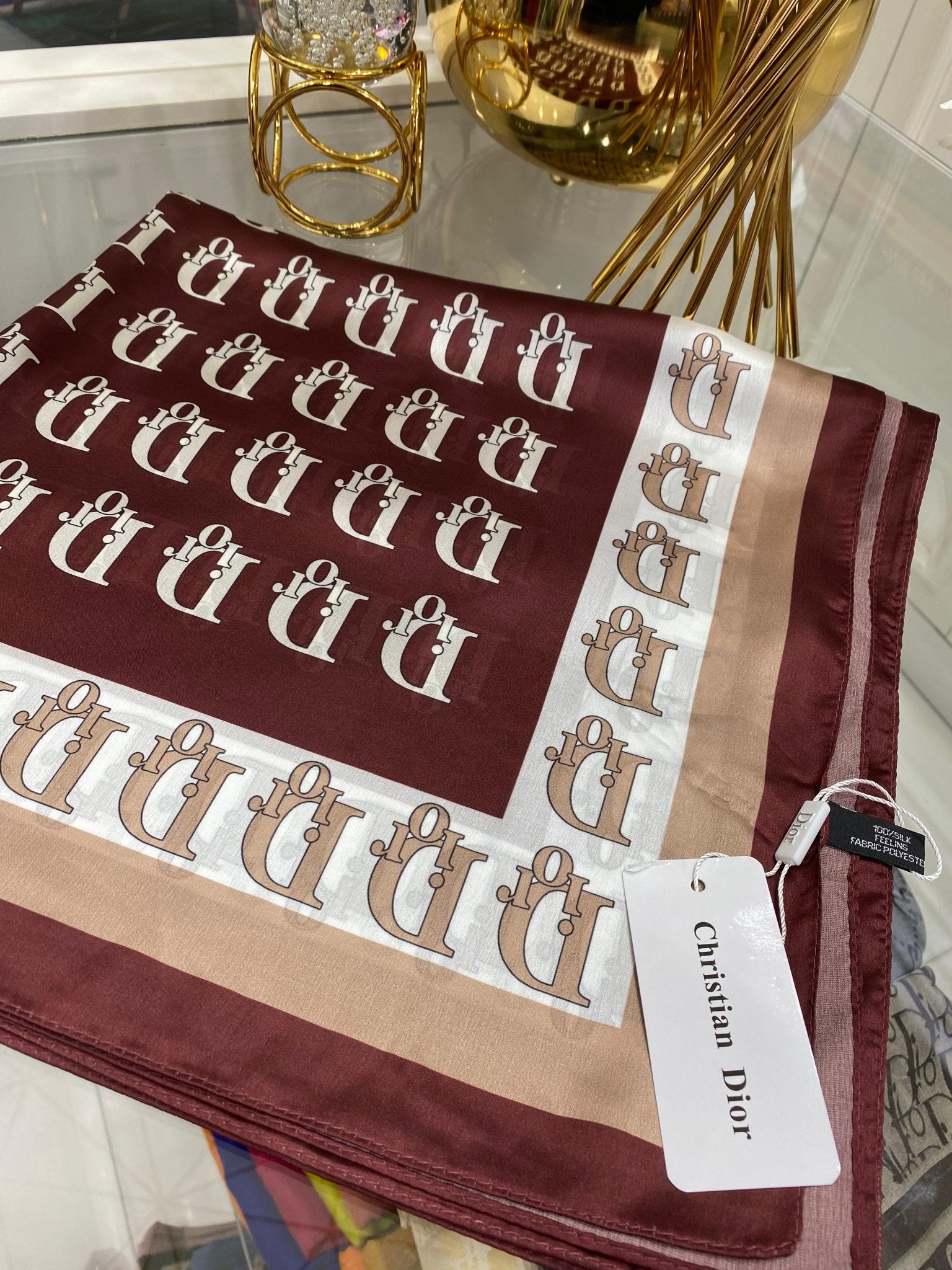 Dior İthal Vual İpek Şal - Bordo - Organic ScarfsOrganic Scarfs