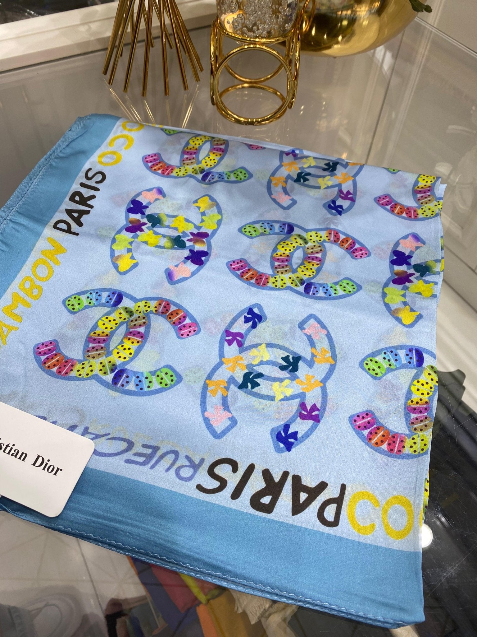 Dior İthal Vual İpek Şal - Mavi - Organic ScarfsOrganic Scarfs