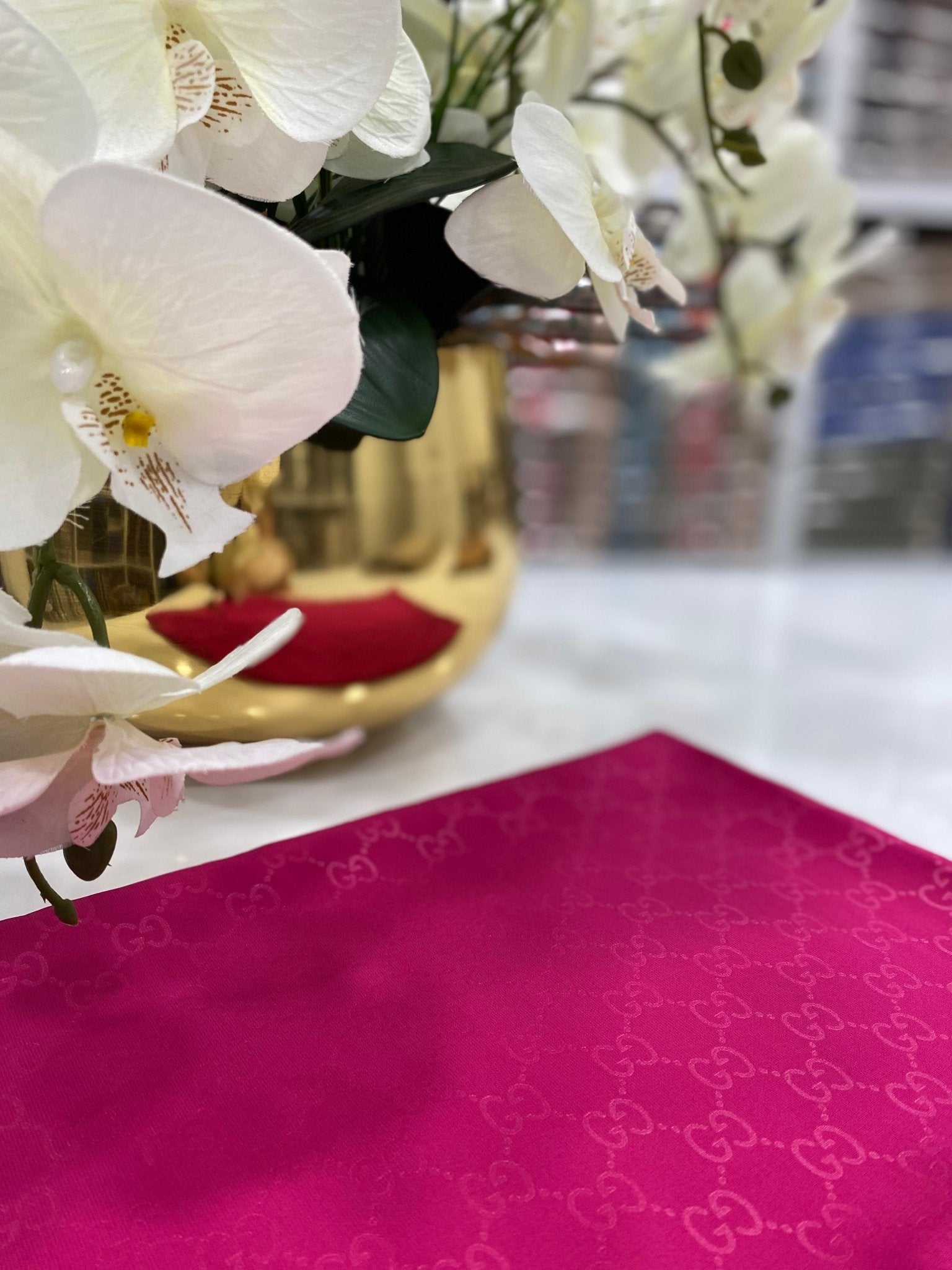 G Desen Kırışmayan Jakar İpeksi Şal - Fuşya - Organic ScarfsOrganic Scarfs