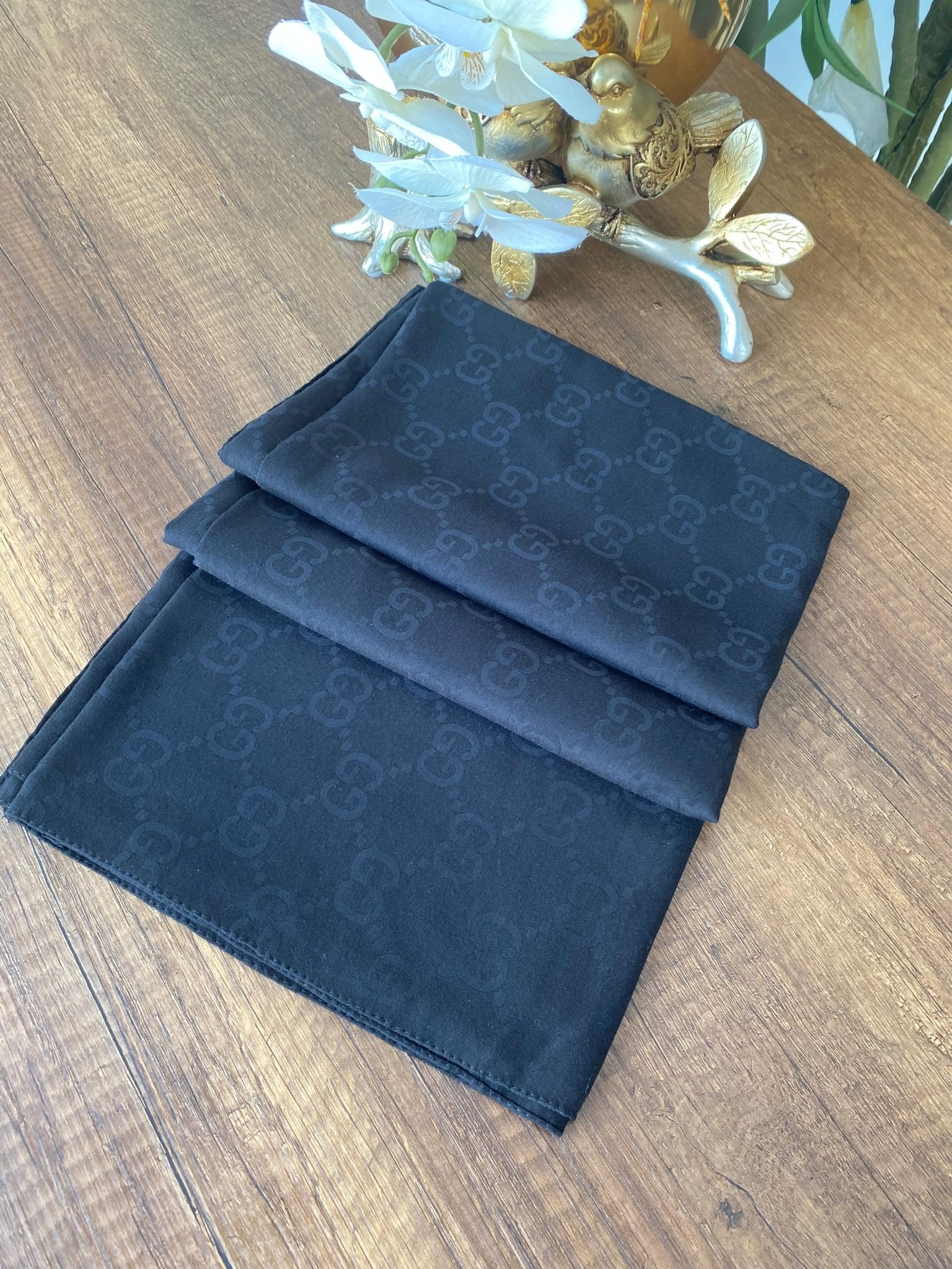 G Desen Pamuk Jakar Eşarp 10442 - Siyah - Organic ScarfsOrganic Scarfs