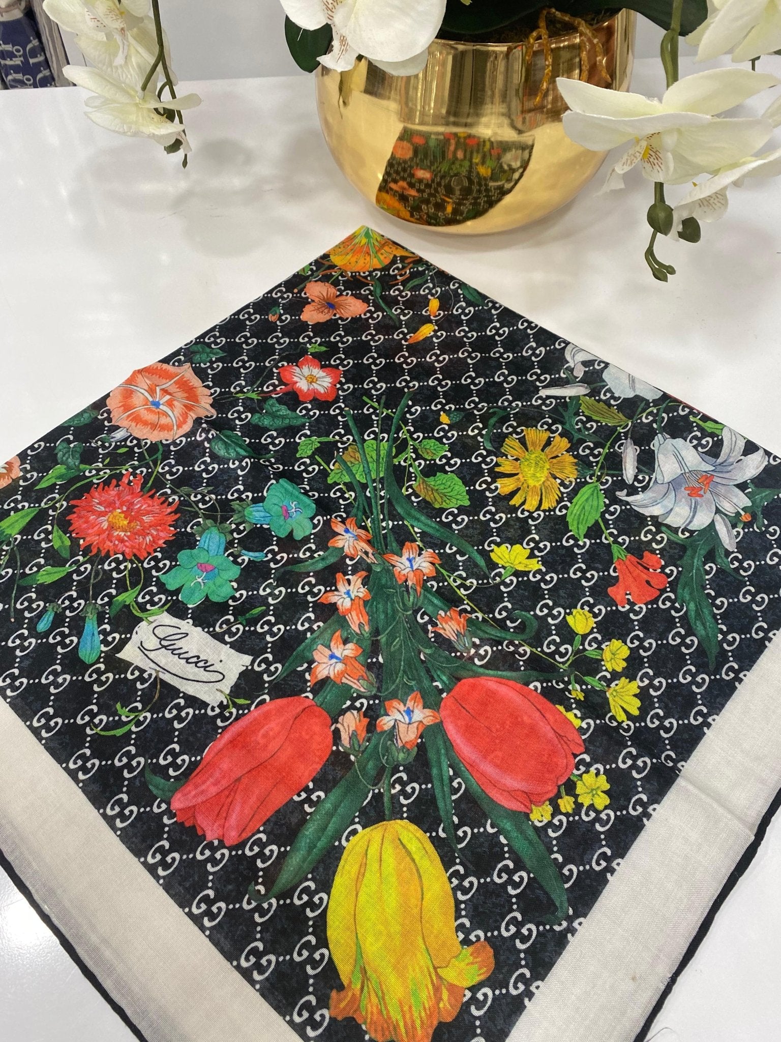 Gucci Bahar Esintisi Pamuk Eşarp - Ekru - Organic ScarfsOrganic Scarfs