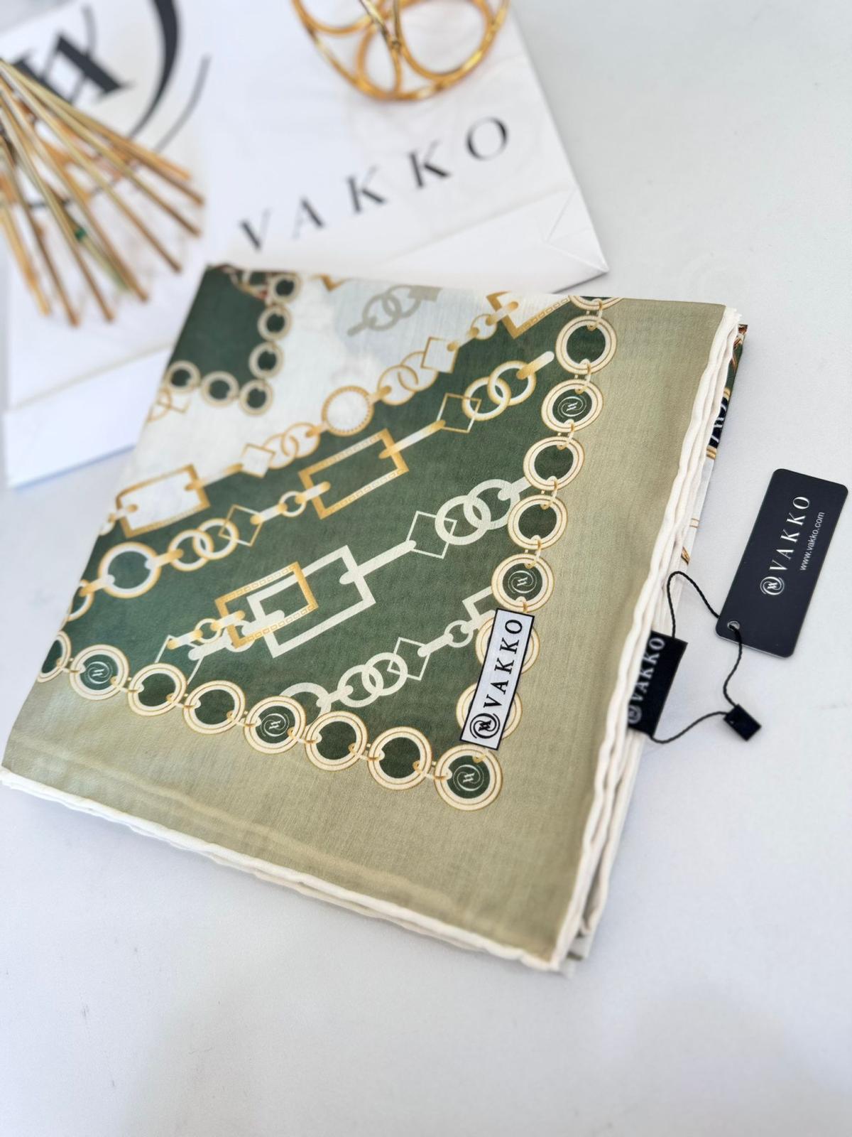 Vakko Zincir Desen Soft Eşarp 610146 - Haki