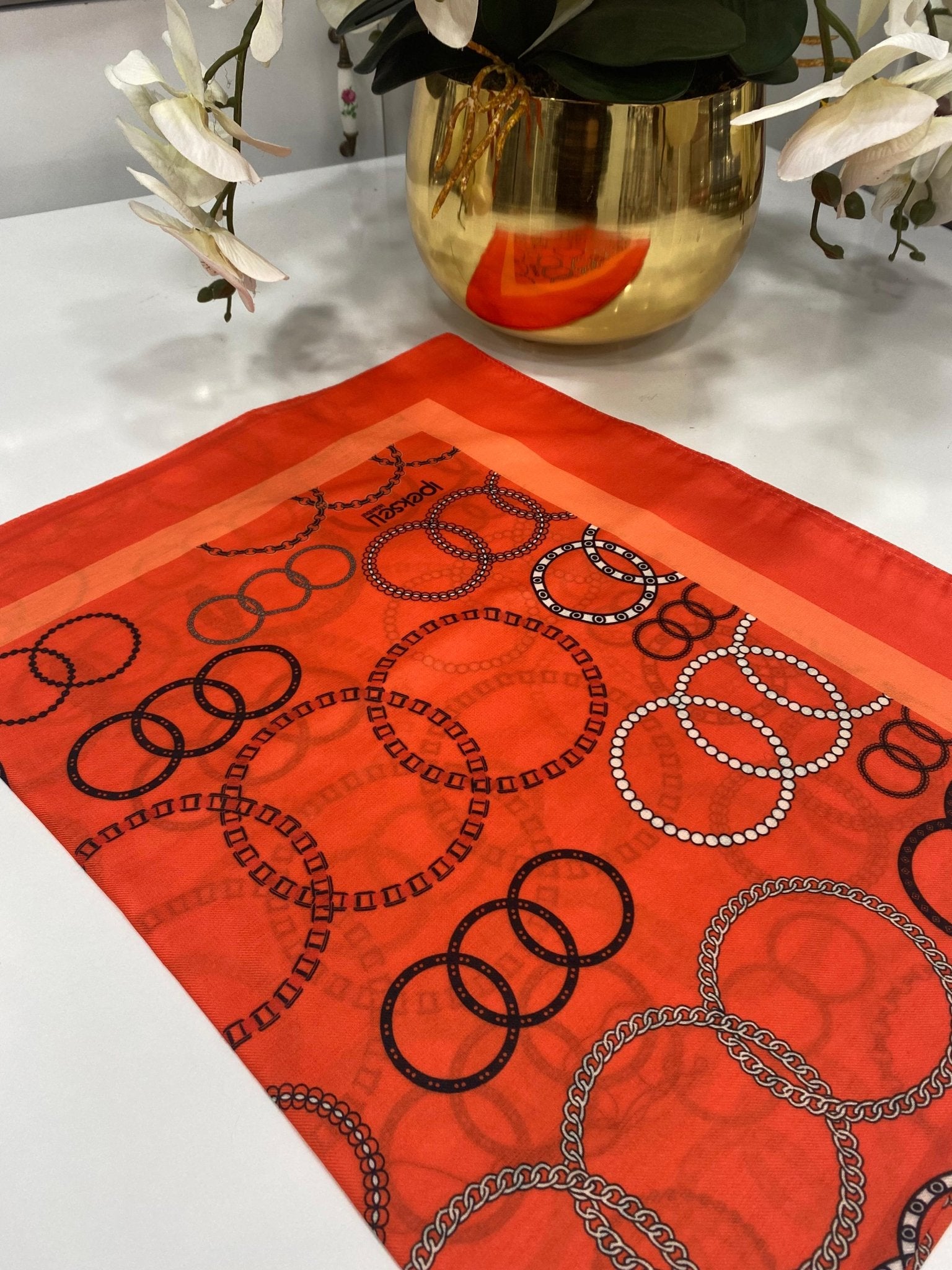 Halka Desen Pamuk Şal - Turuncu - Organic ScarfsOrganic Scarfs