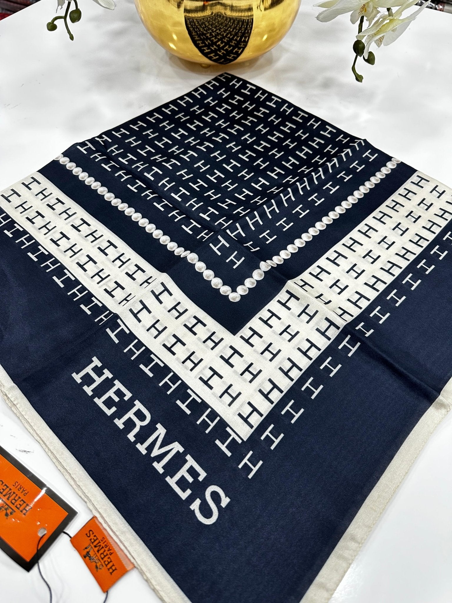 Hermes İpek Eşarp - Lacivert - Organic ScarfsOrganic Scarfs