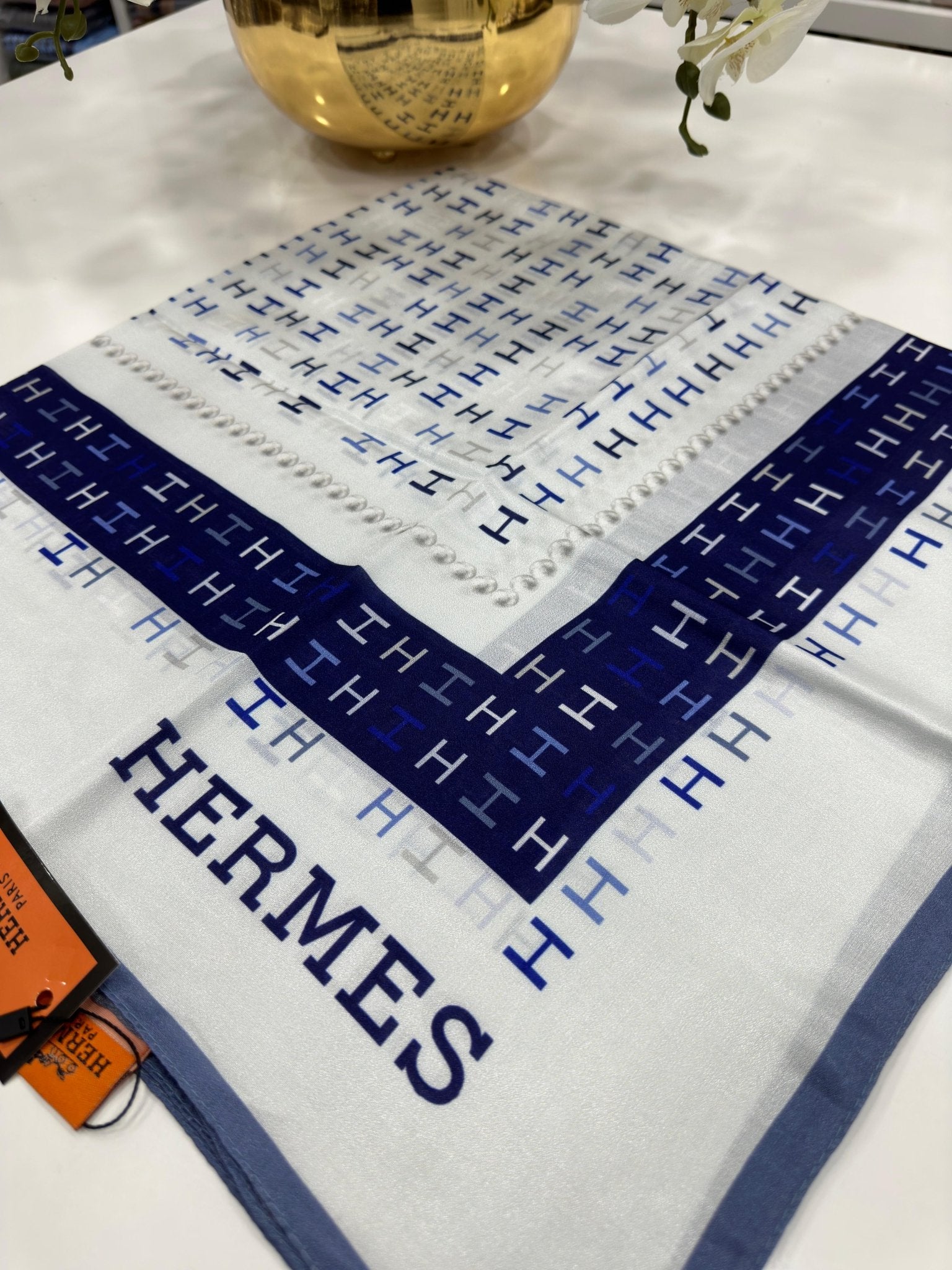 Hermes İpek Eşarp - Mavi - Organic ScarfsOrganic Scarfs
