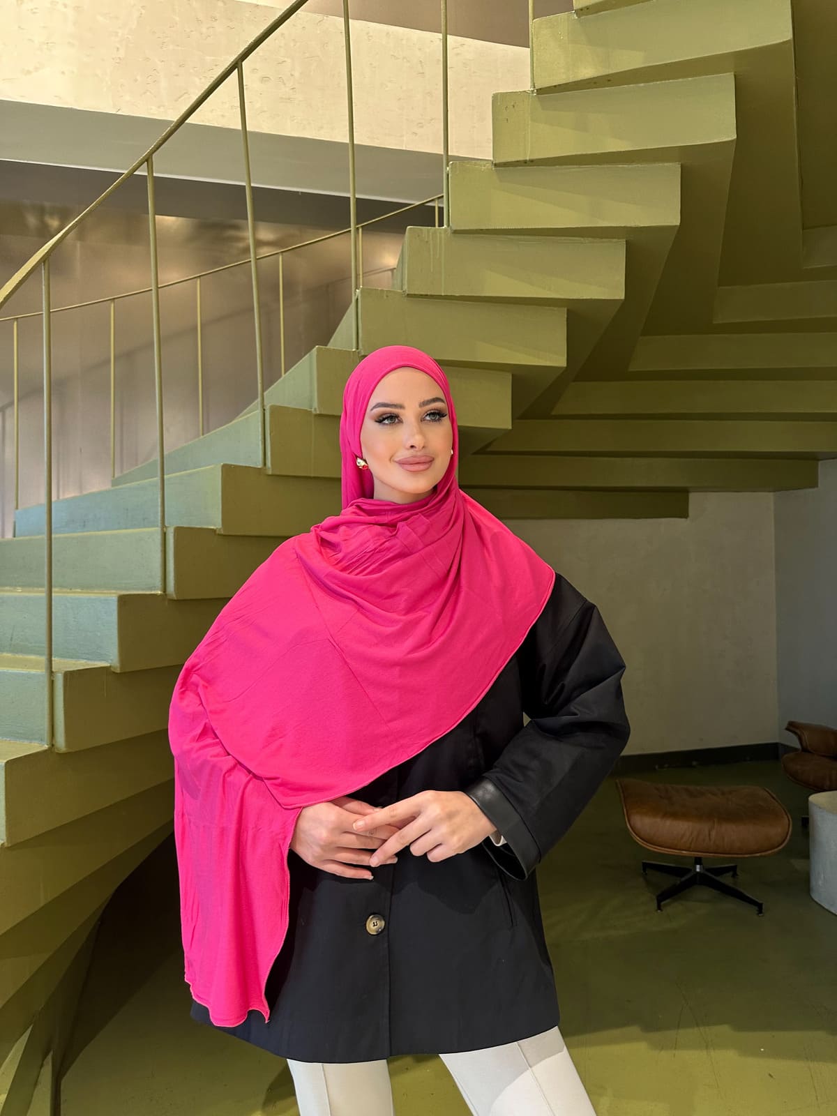 Organic Scarfs Tesettür Penye Şal Hijap Modeli - Pembe - Görsel 2