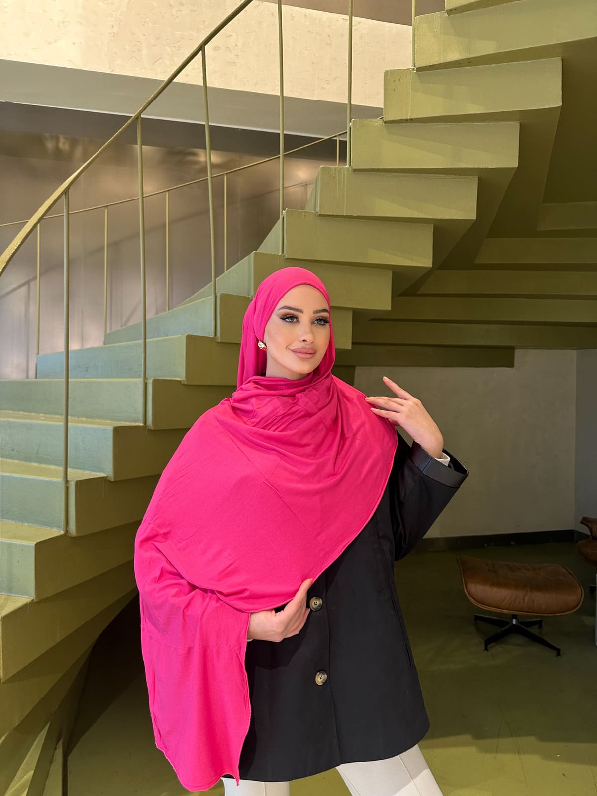 Organic Scarfs Tesettür Penye Şal Hijap Modeli - Pembe
