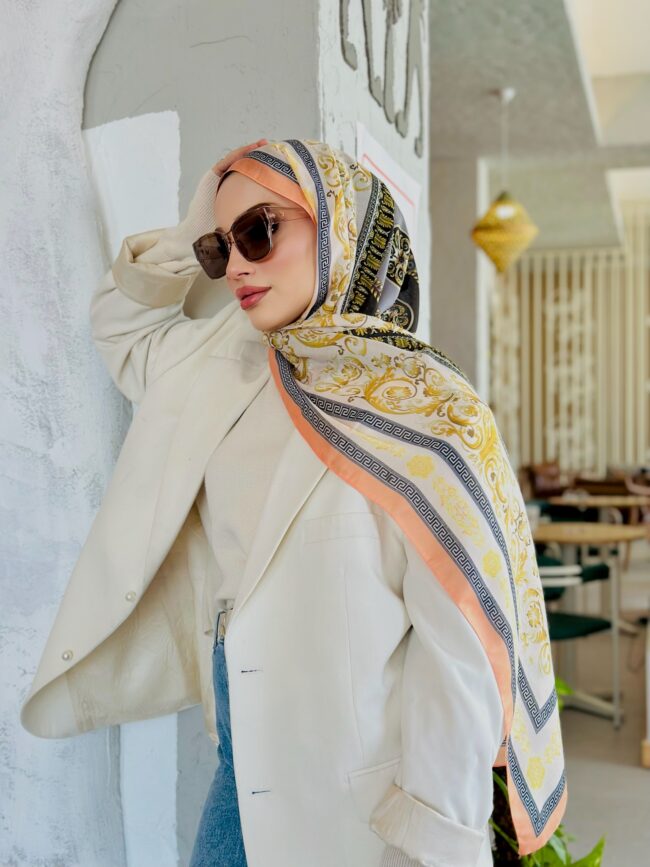 Versace Pamuk İpek Şal - Somon