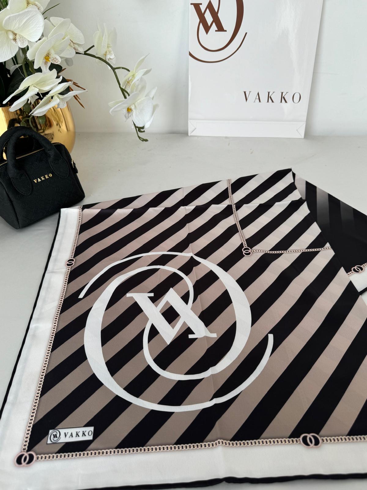 Vakko Çizgili Twill Eşarp 614422 - Bej