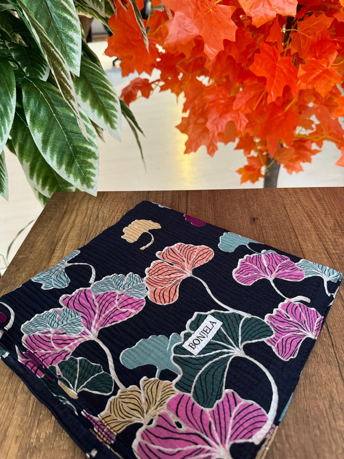 Yaprak Desenli Mio Caz Eşarp - Mürdüm - 44105