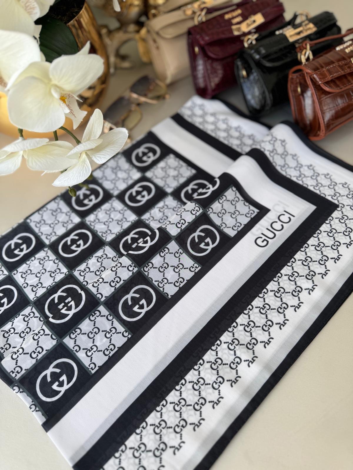 Gucci Krep İpek Eşarp 44125 - Antrasit