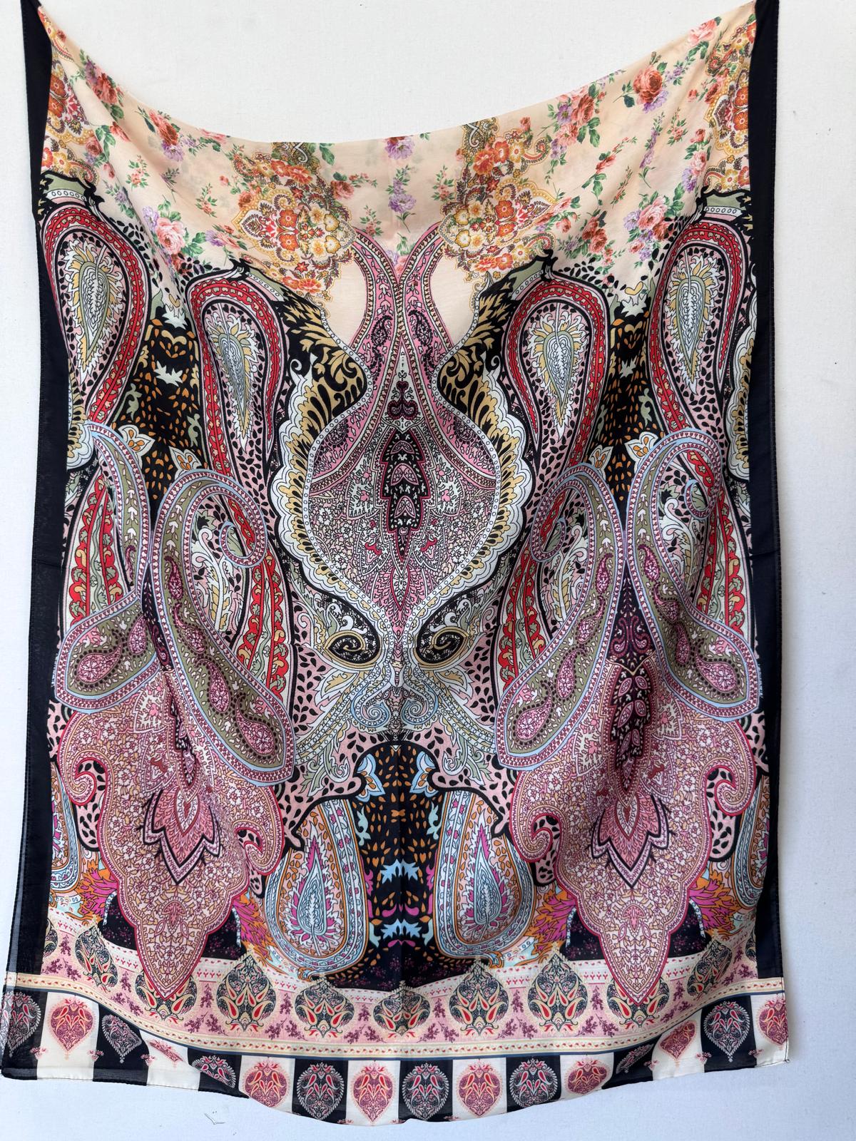 Etnik Etro Desen Pamuk Soft Şal 61534 - Pamuk Şekeri