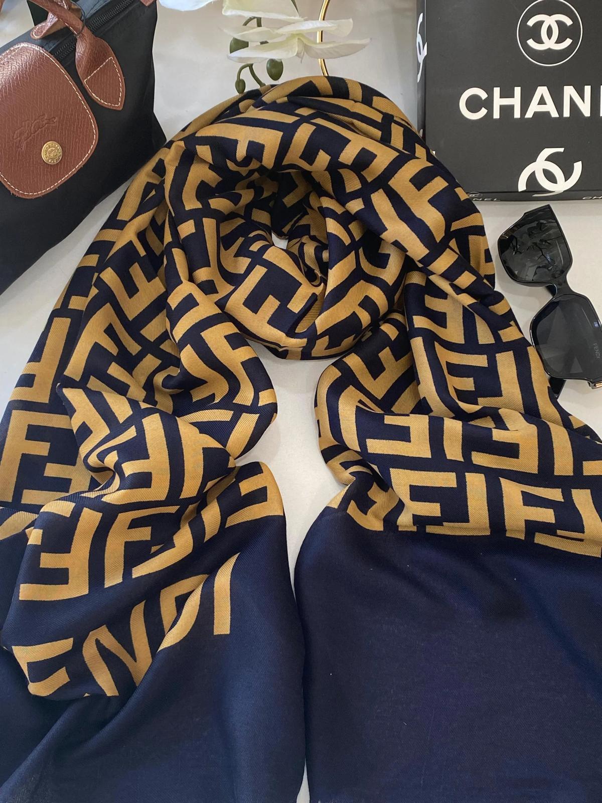 Fendi Pamuk Soft Şal 61572 - Lacivert