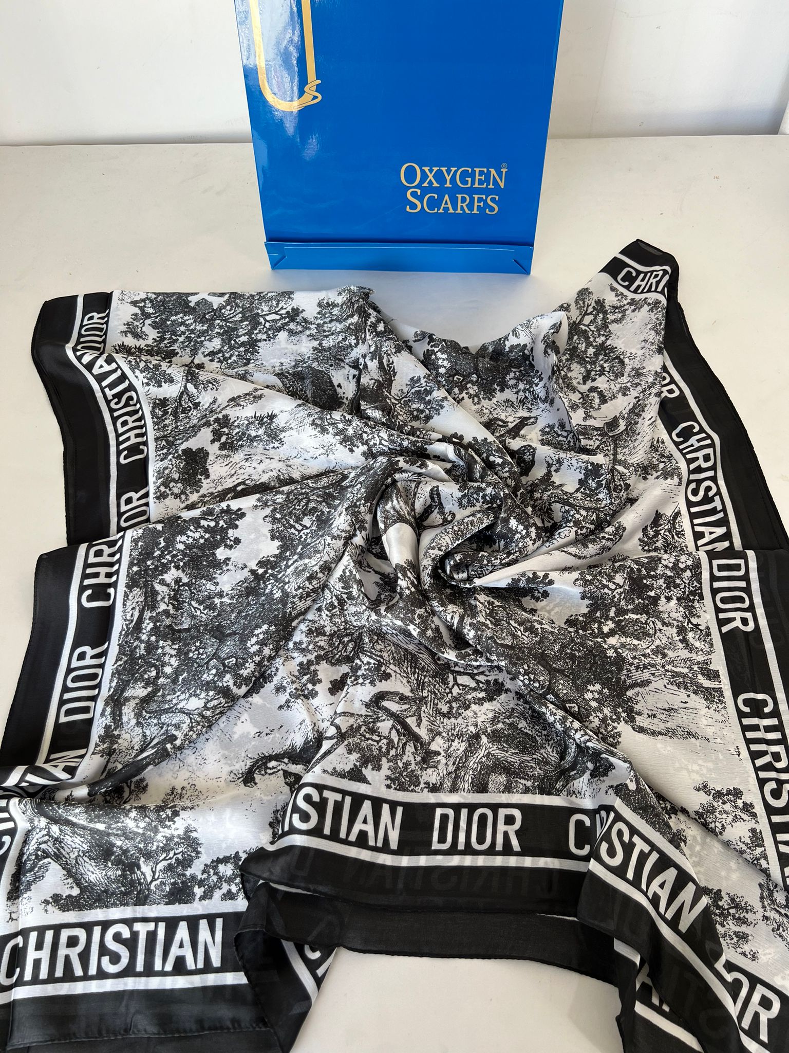 Dior İthal Vual İpek Şal 014461 - Siyah