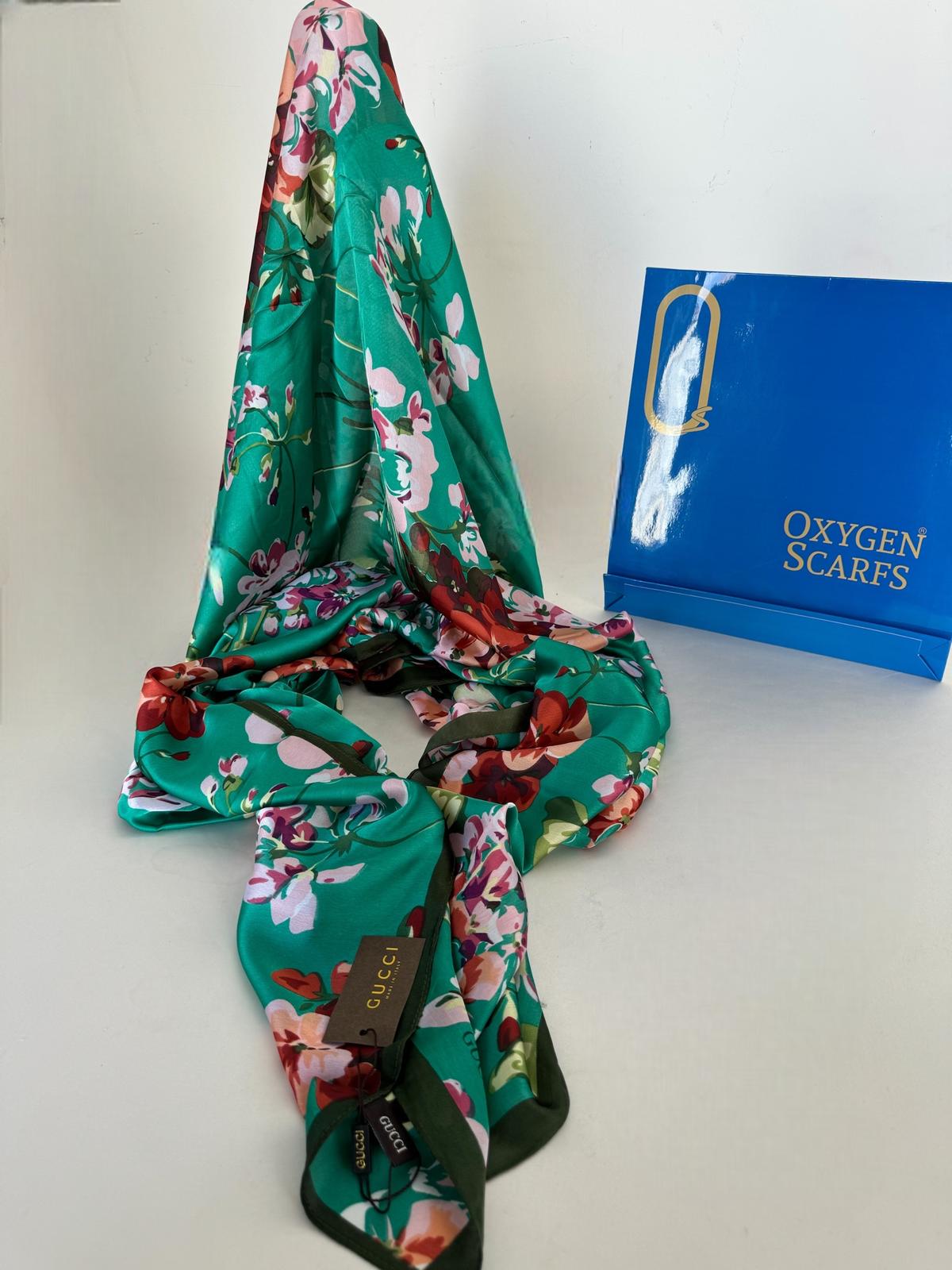 Gucci Çiçek Desen İthal Vual İpek Şal 014461 - Benetton