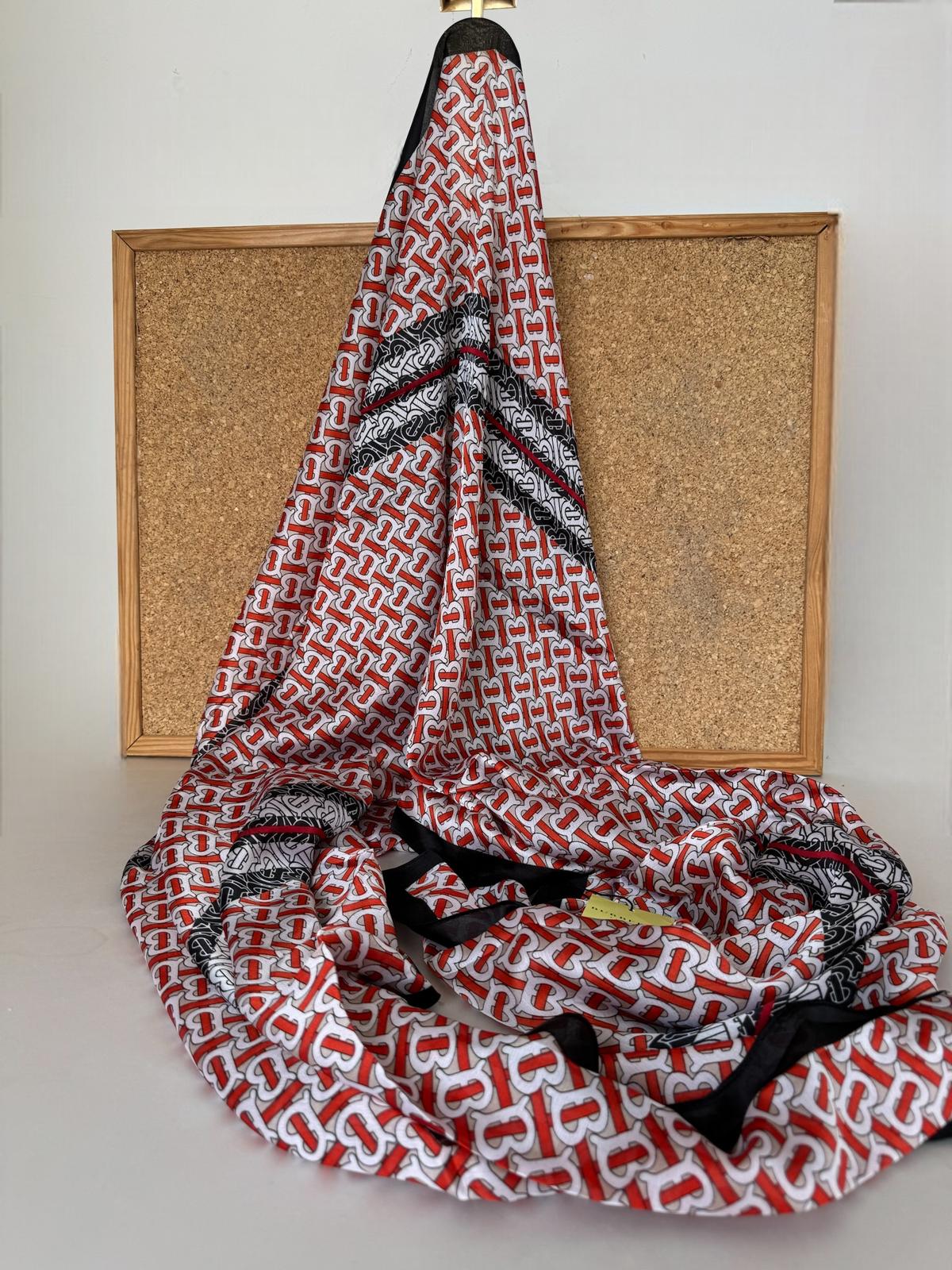 Burberry İthal Vual İpek Şal 014461 - Kırmızı