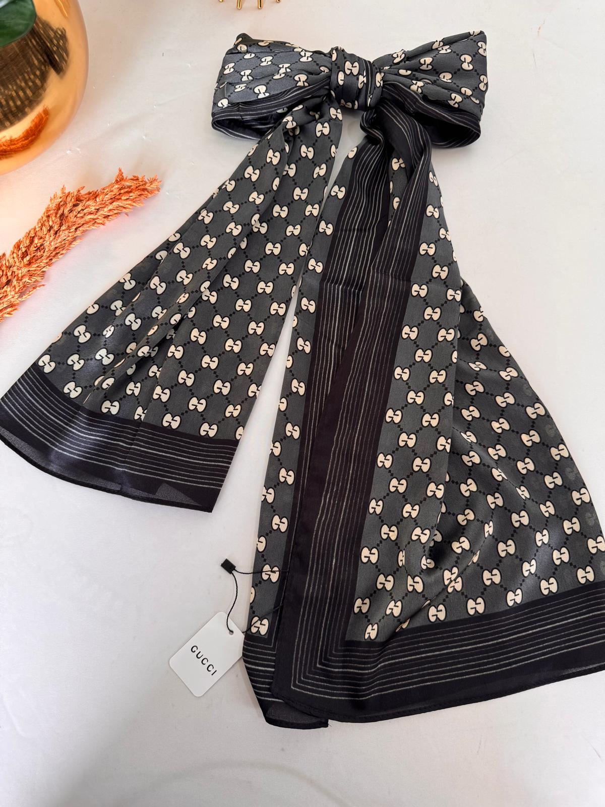 Gucci Monogram İthal Vual İpek Şal 014461 - Antrasit